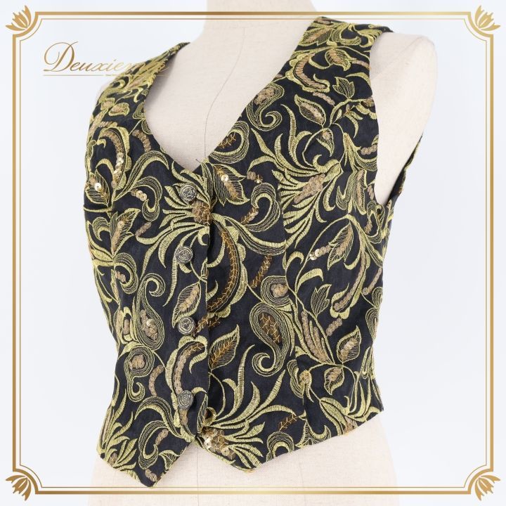 フラメンコ 衣装 チャレコ ベスト 黒 金 ゴールド 軽い 刺繍