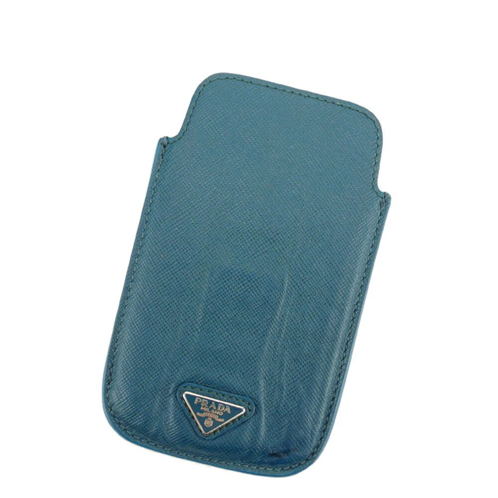 【最大30％OFF】プラダ PRADA iPhoneケース トライアングルロゴ グリーン ブルー シルバー レディース 中古