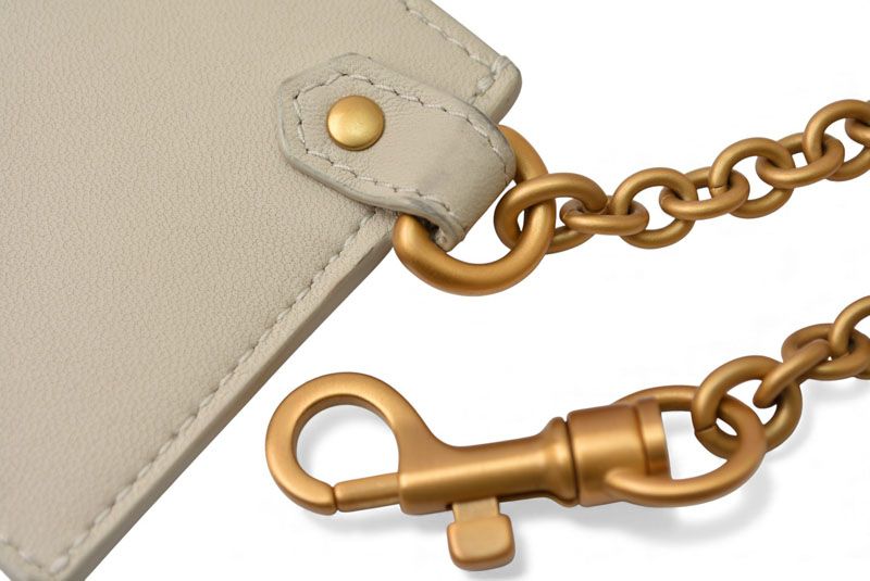 ボッテガヴェネタ カードケース フラグメントケース BOTTEGA VENETA チェーン付 レザー クリーム