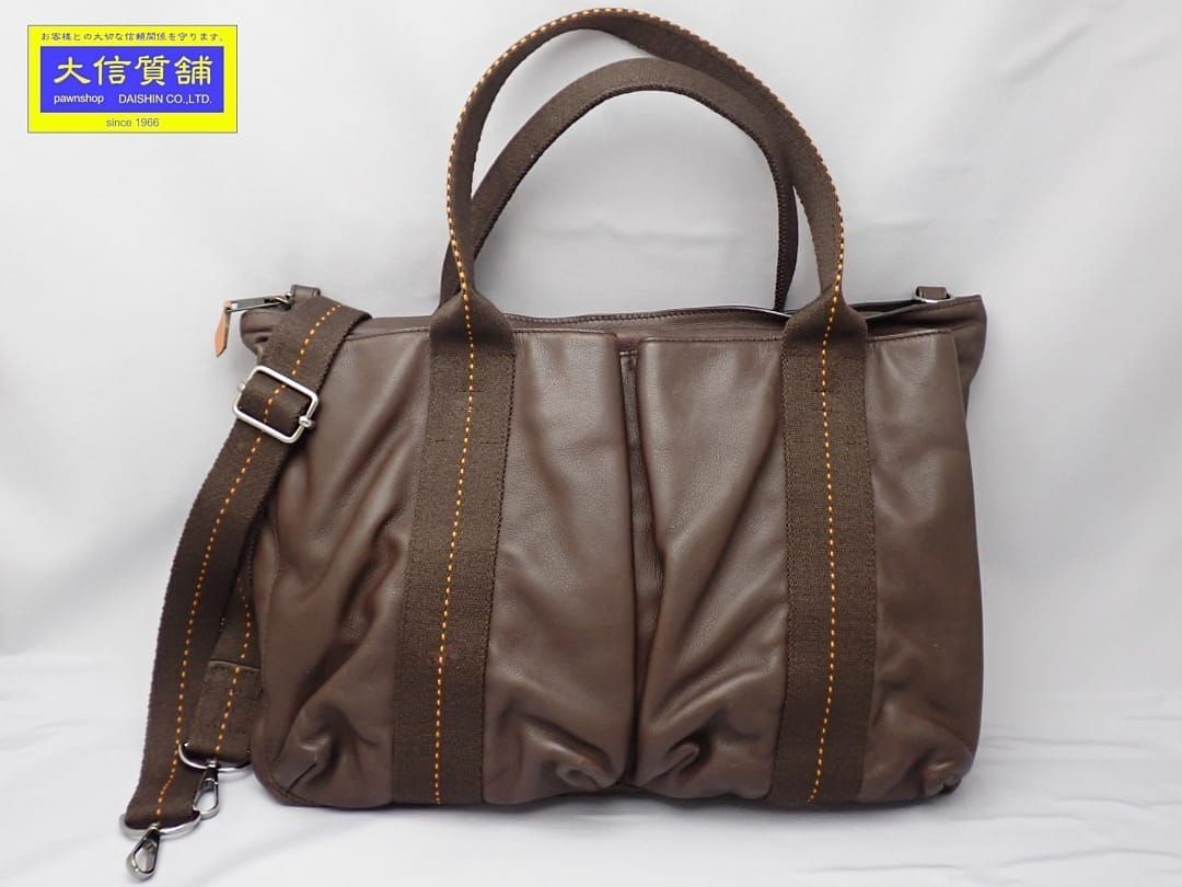 HERMES エルメス キャラバンホリゾンタルMM ハンドバッグ ショルダーバッグ 2 WAY ブラウン ヴォーデルマ キャンバス B A-9027 質屋