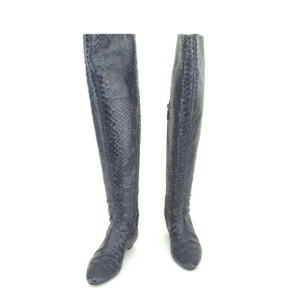 【X'masセール★30%OFF】ジョルジオアルマーニ GIORGIO ARMANI ブーツパイソン ♯35 サイハイ インヒール入り ネイビー ブラック レディース 中古 最大30％OFF☆新春セール】ジョルジオアルマーニ GIORGIO ARMANI