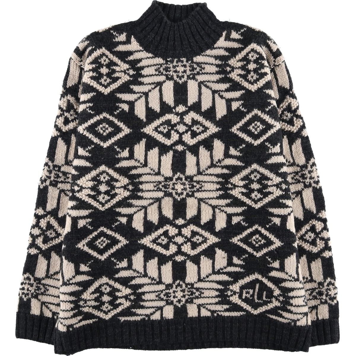 古着 ラルフローレン Ralph Lauren ローレン 総柄 ハイネック ノルディックセーター レディースL相当 eaa 603838