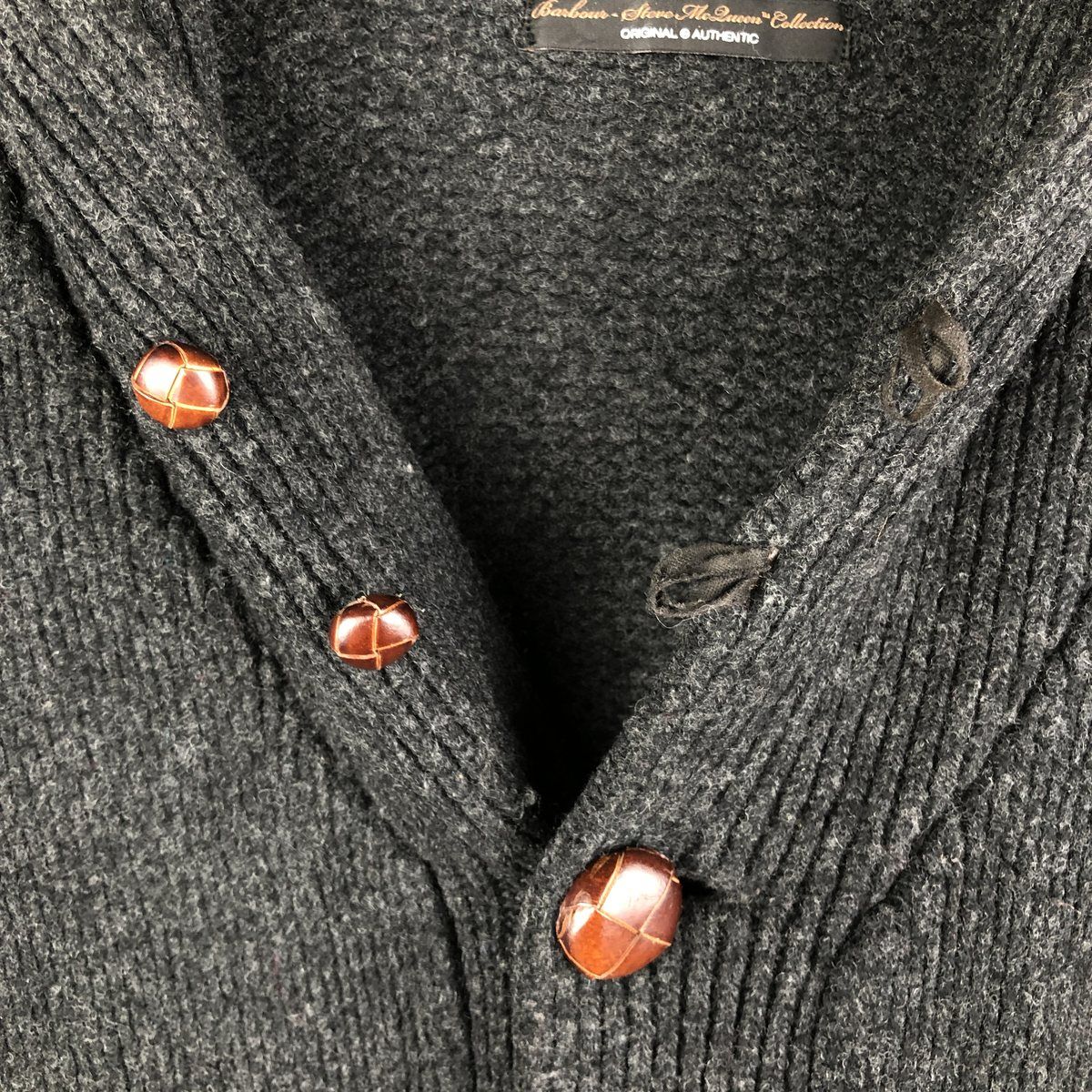古着 バブアー Barbour 星条旗柄 ショールカラー ウールニット 