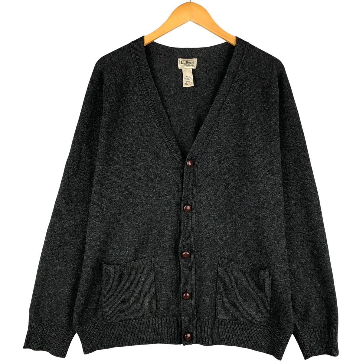 00年代　エルエルビーン　コットン　カーディガン　ネイビー　古着 L.L.Bean - 古着 90年代 エルエルビーン L.L.Bean ウールニット