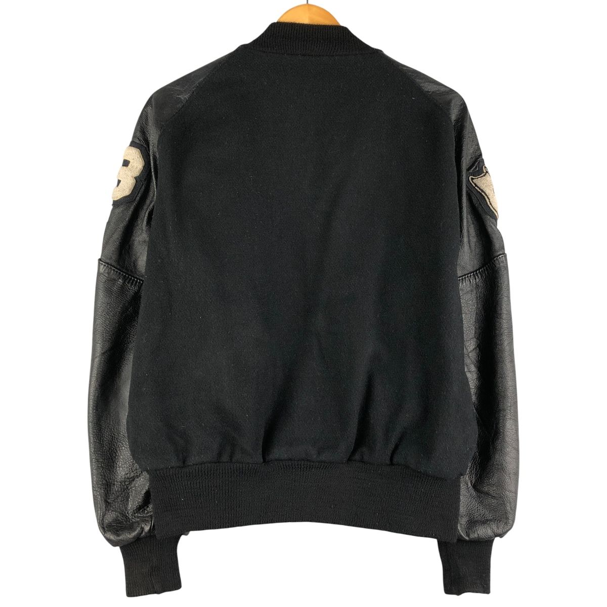 古着 80年代 デロング DeLONG 袖革ウールボタンスタジャン バーシティ