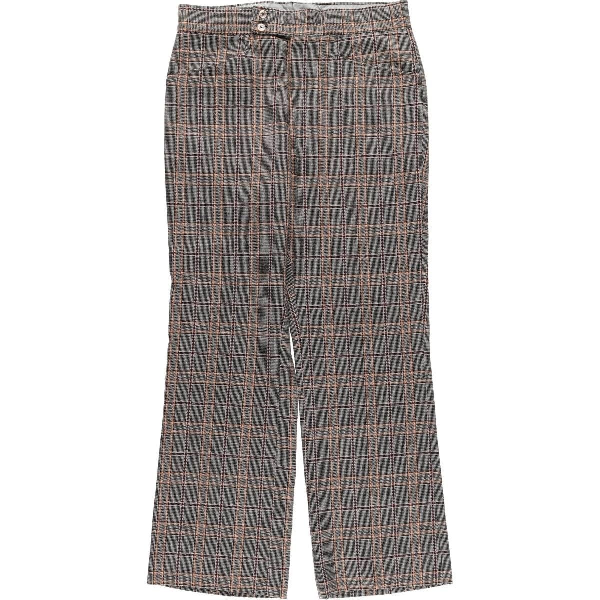 古着 ガンクラブチェック ウールパンツ スラックス メンズw 34相当 ヴィンテージ eaa 603339