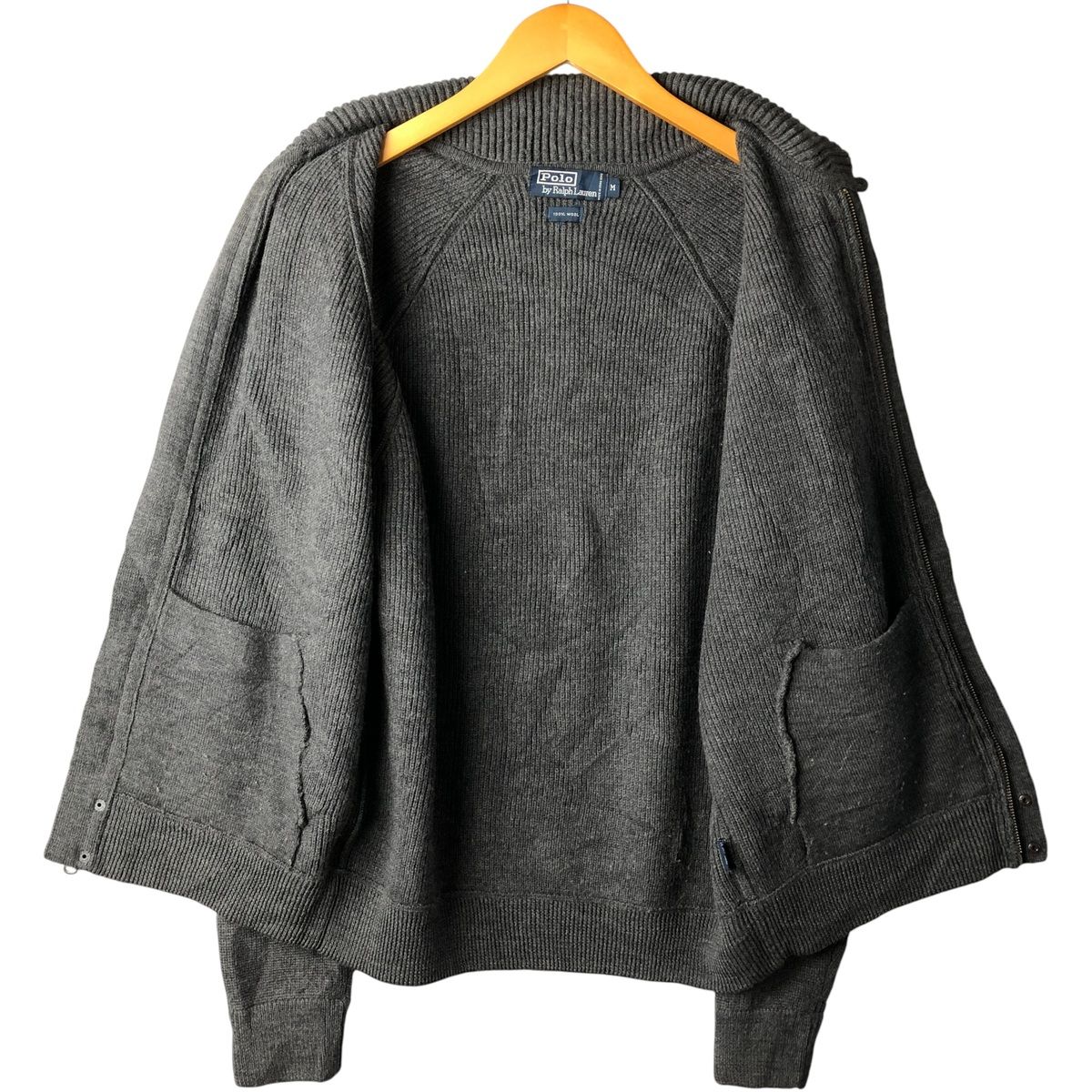 ショール ウールニットフルジップセーター