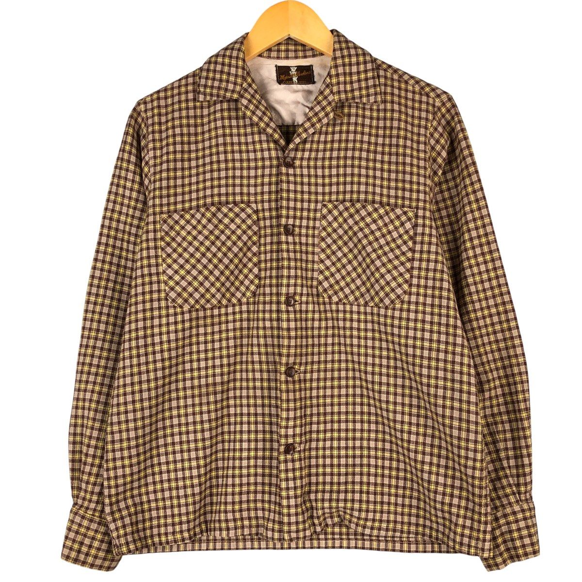 古着 Merrill Woolens チェック柄 オープン ウールボックスシャツ メンズM相当 ヴィンテージ evb 030878