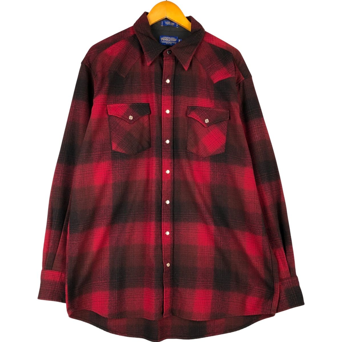 古着 ペンドルトン CANYON SHIRT オンブレチェック ウールウエスタンシャツ メンズXL相当|evb 030881