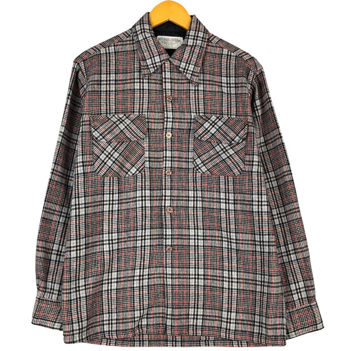 古着 70年代 ジェイシーペニー JCPenney チェック柄 ウールボックスシャツ メンズM相当 ヴィンテージ evb 030882