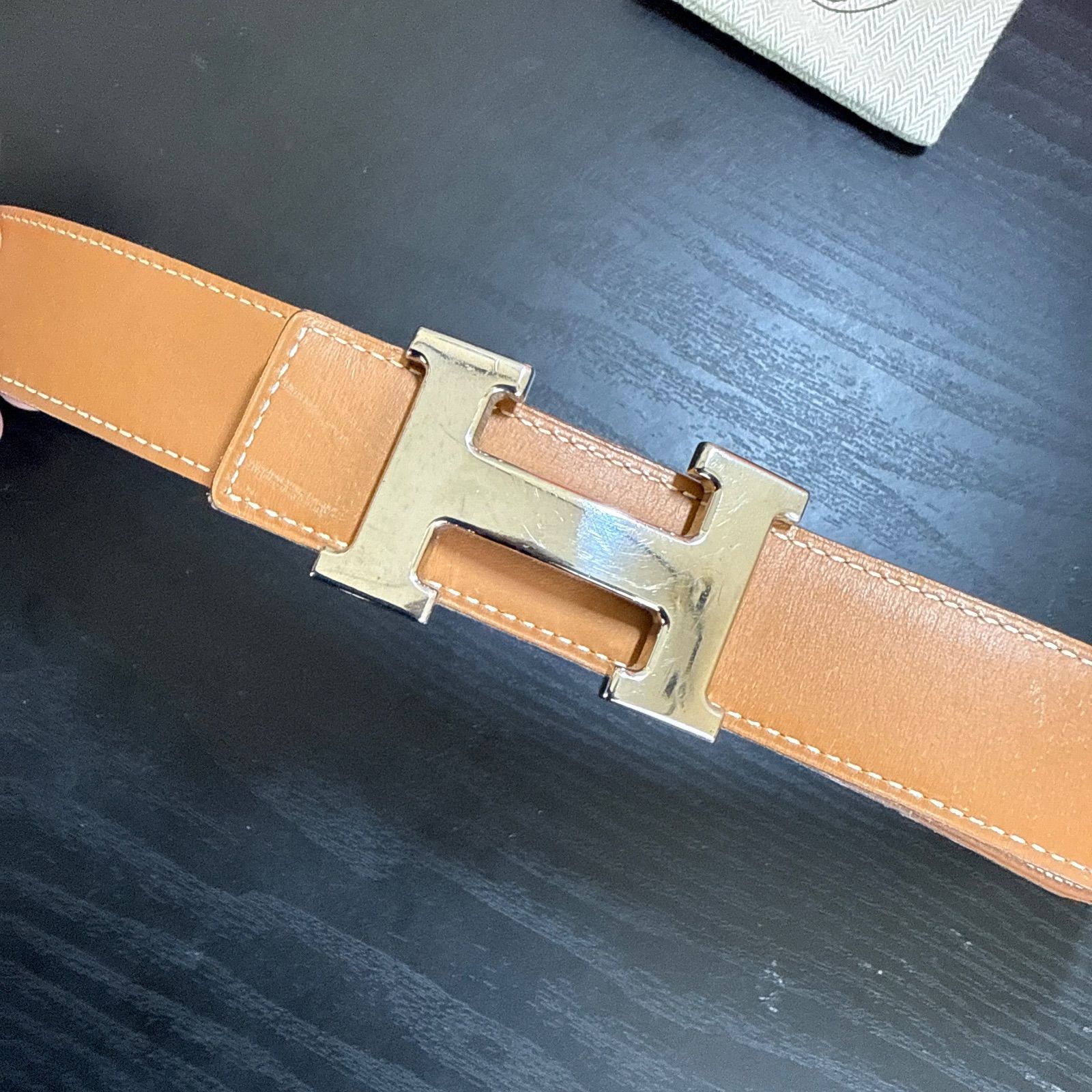 HERMES エルメス コンスタンスリバーシブルベルト65 シルバーカラー