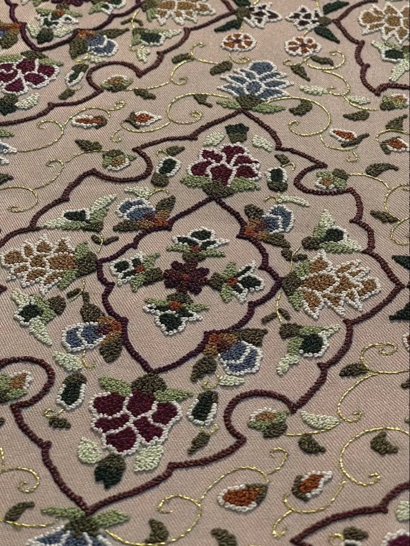 総相良刺繍 袋帯 唐花 金糸 正絹 六通 SA 052