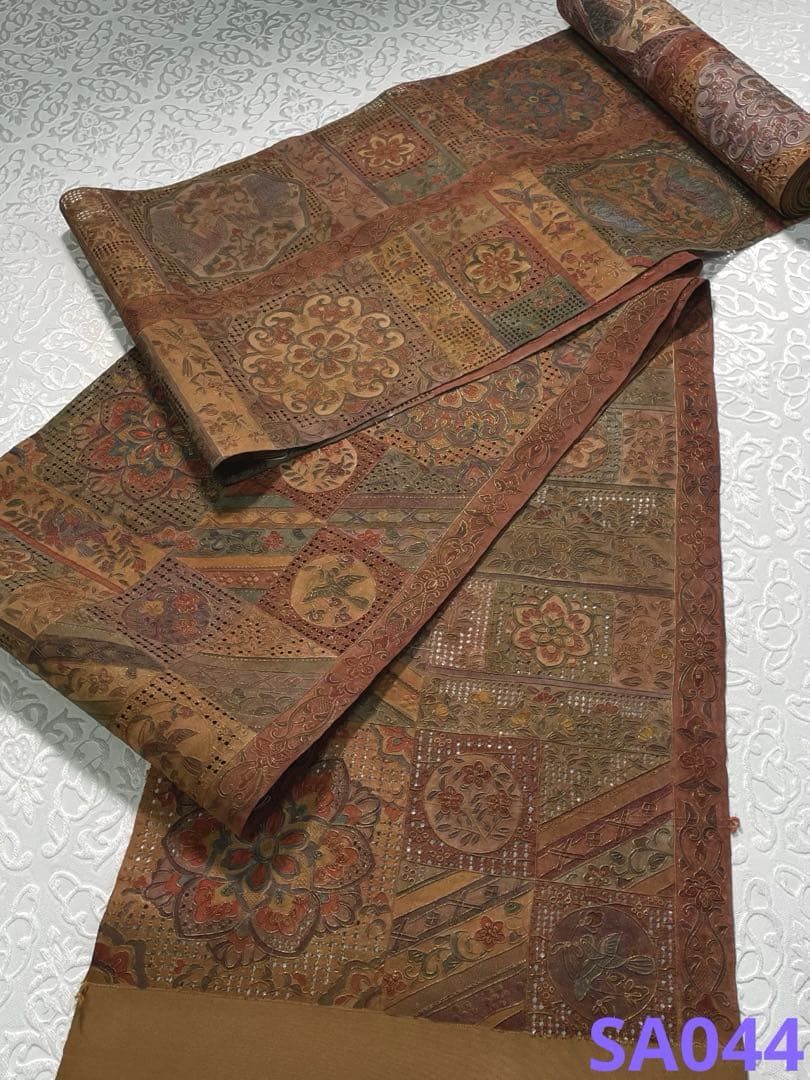 特選 蘇州刺繍 相良刺繍 汕頭刺繍 袋帯 反物 華紋 鳥 正絹 六通 SA 044