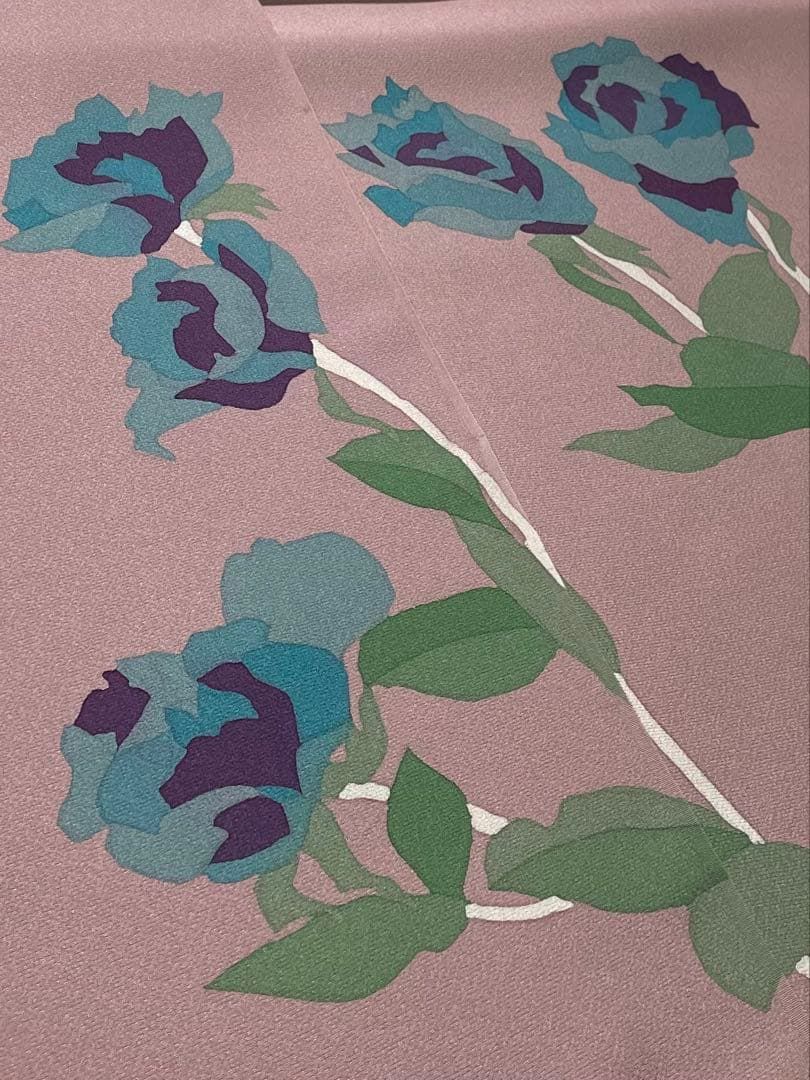 薔薇 作家物 友禅 手描き 付け下げ 反物 落款入 モダン 正絹 SA 033