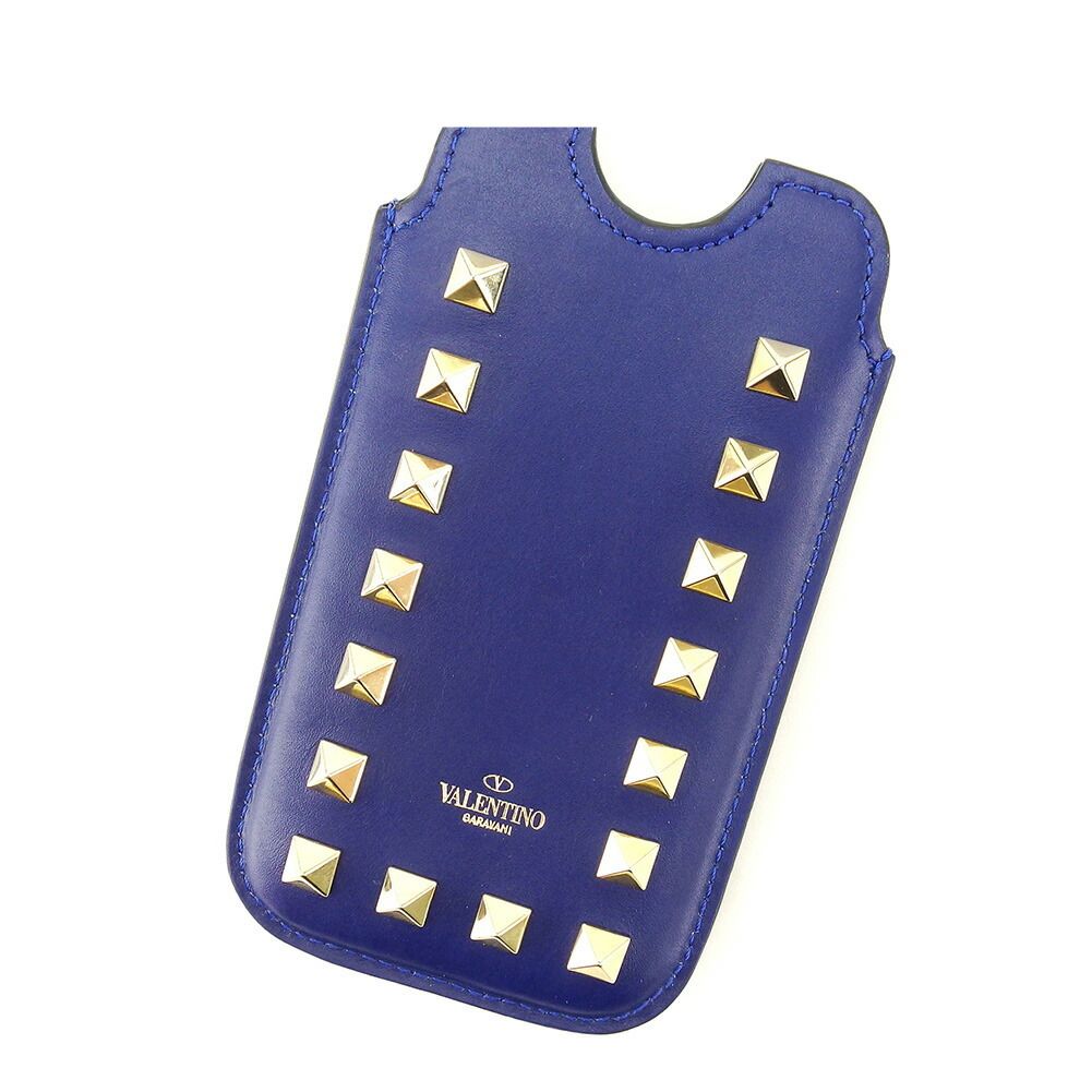 【最大30％OFF】ヴァレンティノ・ガラヴァーニ Valentino Garavani iPhoneケース ロックスタッズ ネイビー ゴールド レディース 中古