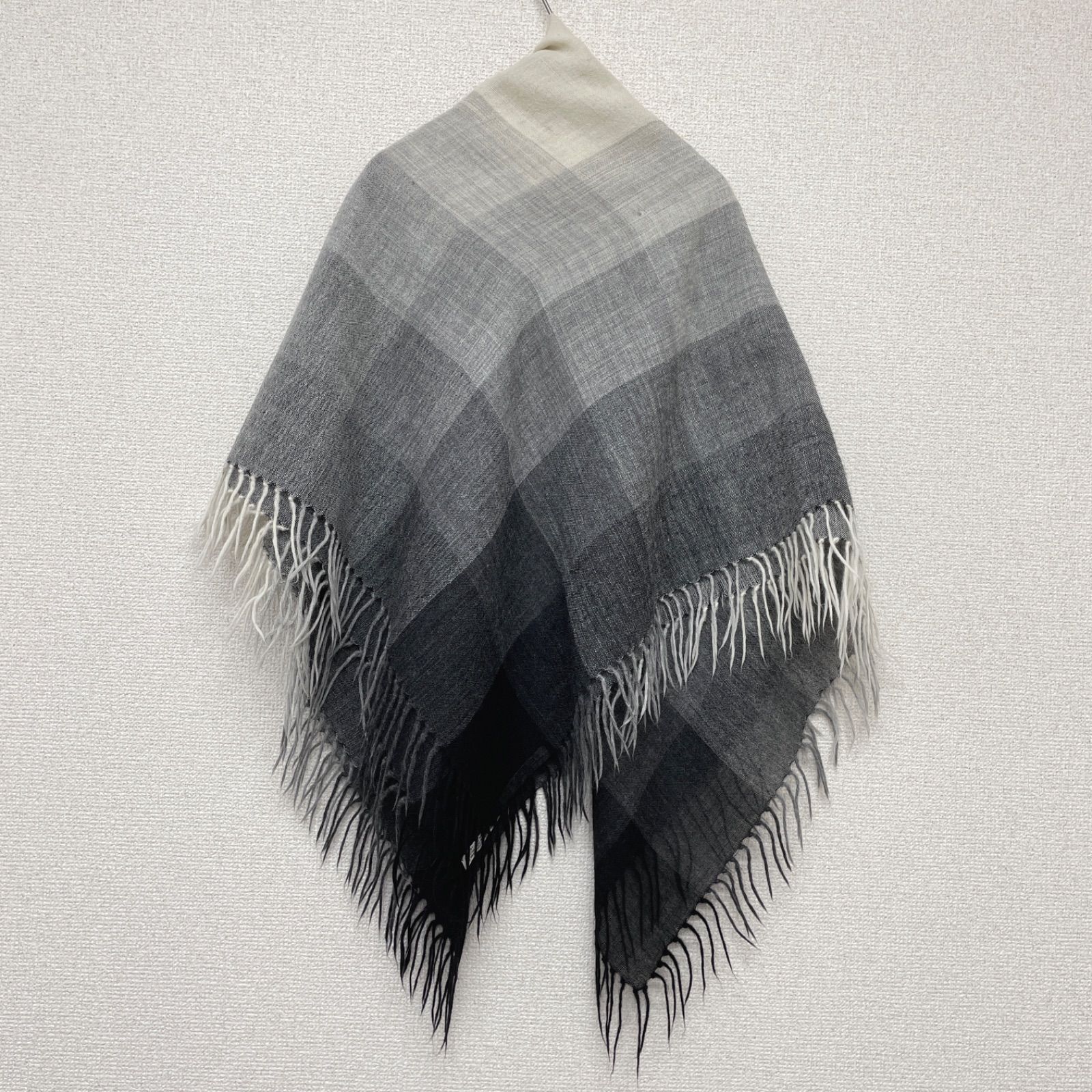 AGNONA アニオナ 大判ストール ショール チェック柄 アルパカ ウール グレー イタリア製 レディース