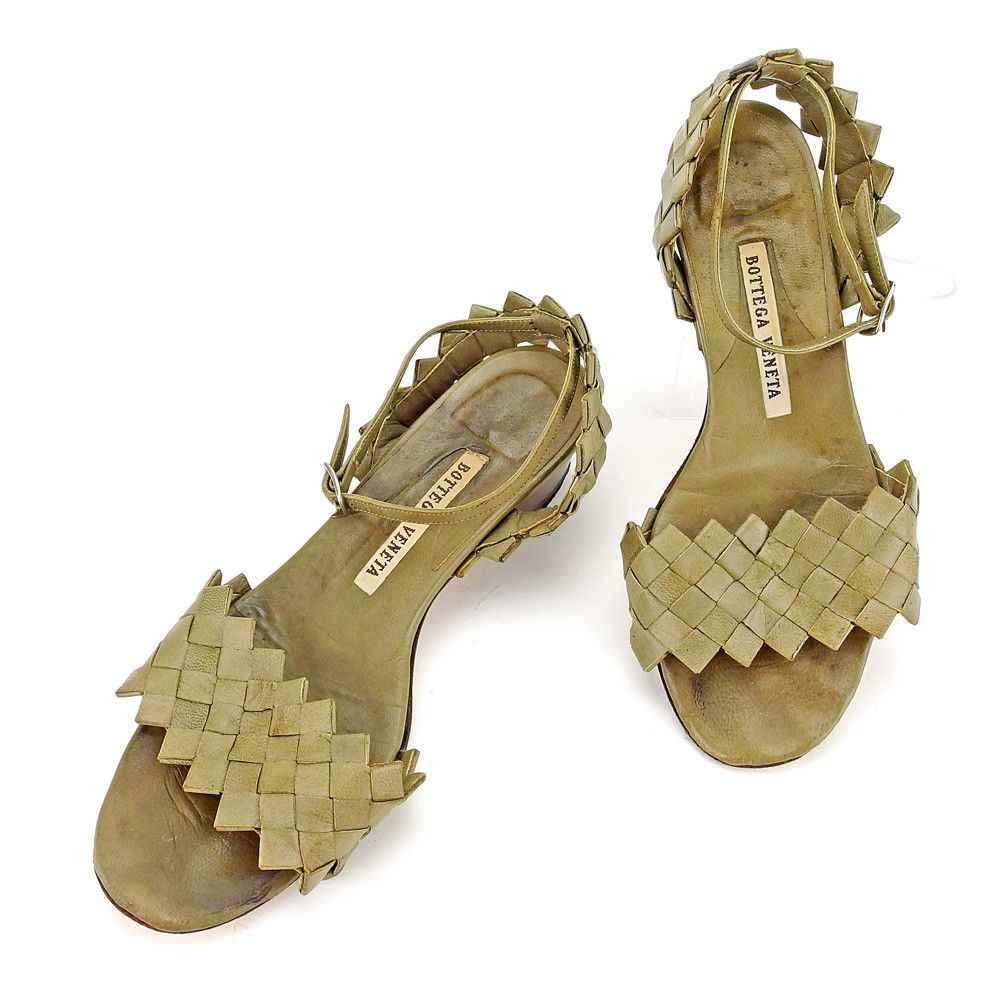 【BIGお買い物ラリー★30%OFFセール中】ボッテガヴェネタ BOTTEGAVENETA サンダルイントレチャート ♯4 アンクルストラップ グレージュ系 レディース 中古 最大30％OFF☆新春セール】ボッテガヴェネタ BOTTEGAVENETA サンダル