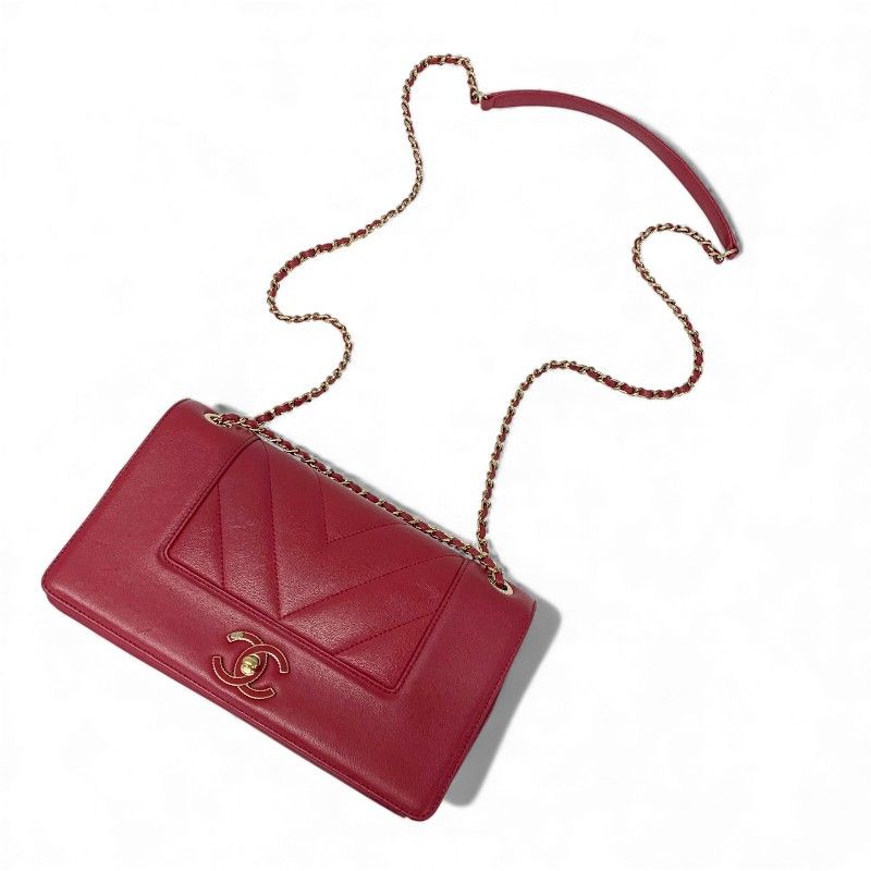 シャネル CHANEL バッグ ショルダーバッグ ピンク ゴールド Vステッチ ラムスキン ターンロック ココマーク ダブルチェーン シャネル CHANEL バッグ ショルダーバッグ ピンク ゴールド Vステッチ