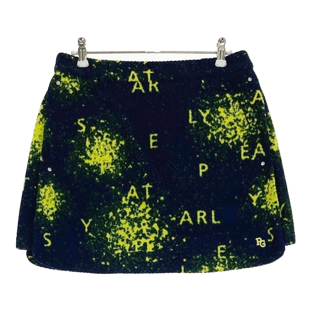 サイズ 1 PEARLY GATES パーリーゲイツ 起毛スカート 総柄 ネイビー系 ゴルフウェア レディース ストスト