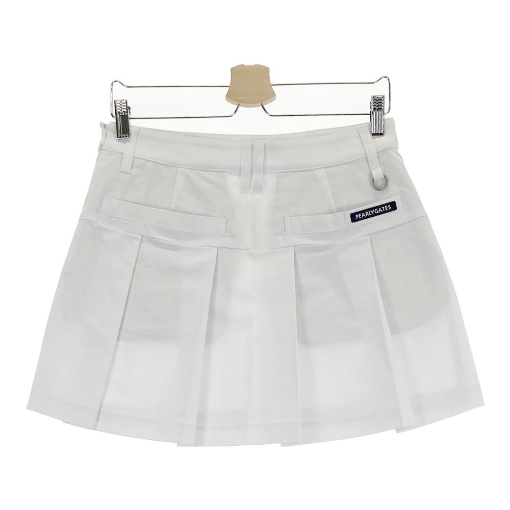 サイズ 1 PEARLY GATES パーリーゲイツ バックプリーツスカート ロゴプリント ホワイト系 ゴルフウェア レディース ストスト