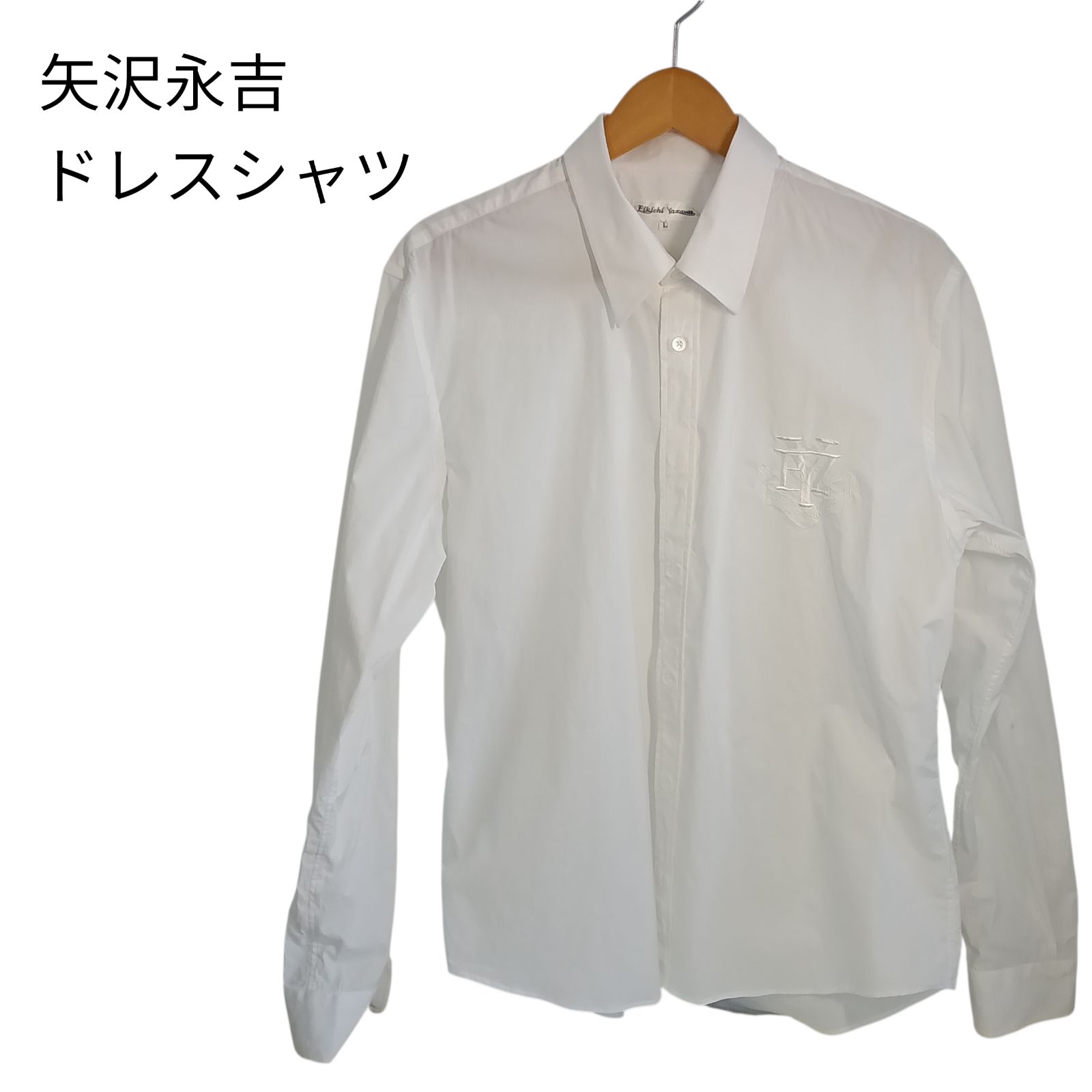 リユース 矢沢永吉 長袖ドレスシャツ Lサイズ ホワイト -01