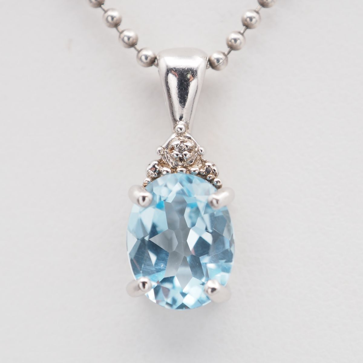 L 125 ブルートパーズ 3.07 ct ダイヤモンド 925刻印 ペンダント トップ デザイン シルバー チャーム ヘッド 誕生石