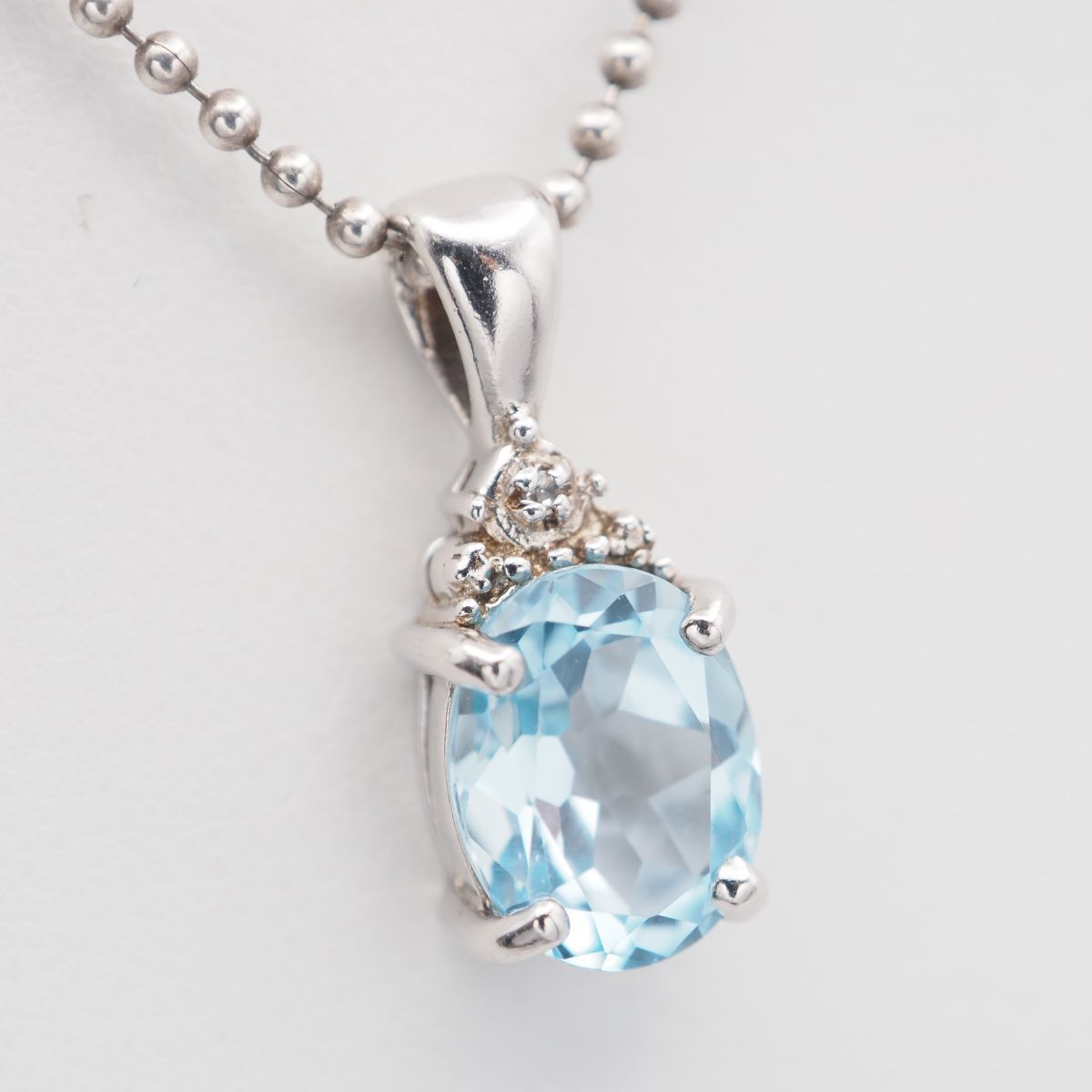  L 125 ブルートパーズ 3.07 ct ダイヤモンド 925刻印 ペンダント トップ デザイン シルバー チャーム ヘッド 誕生石 チャーム アクセサリー