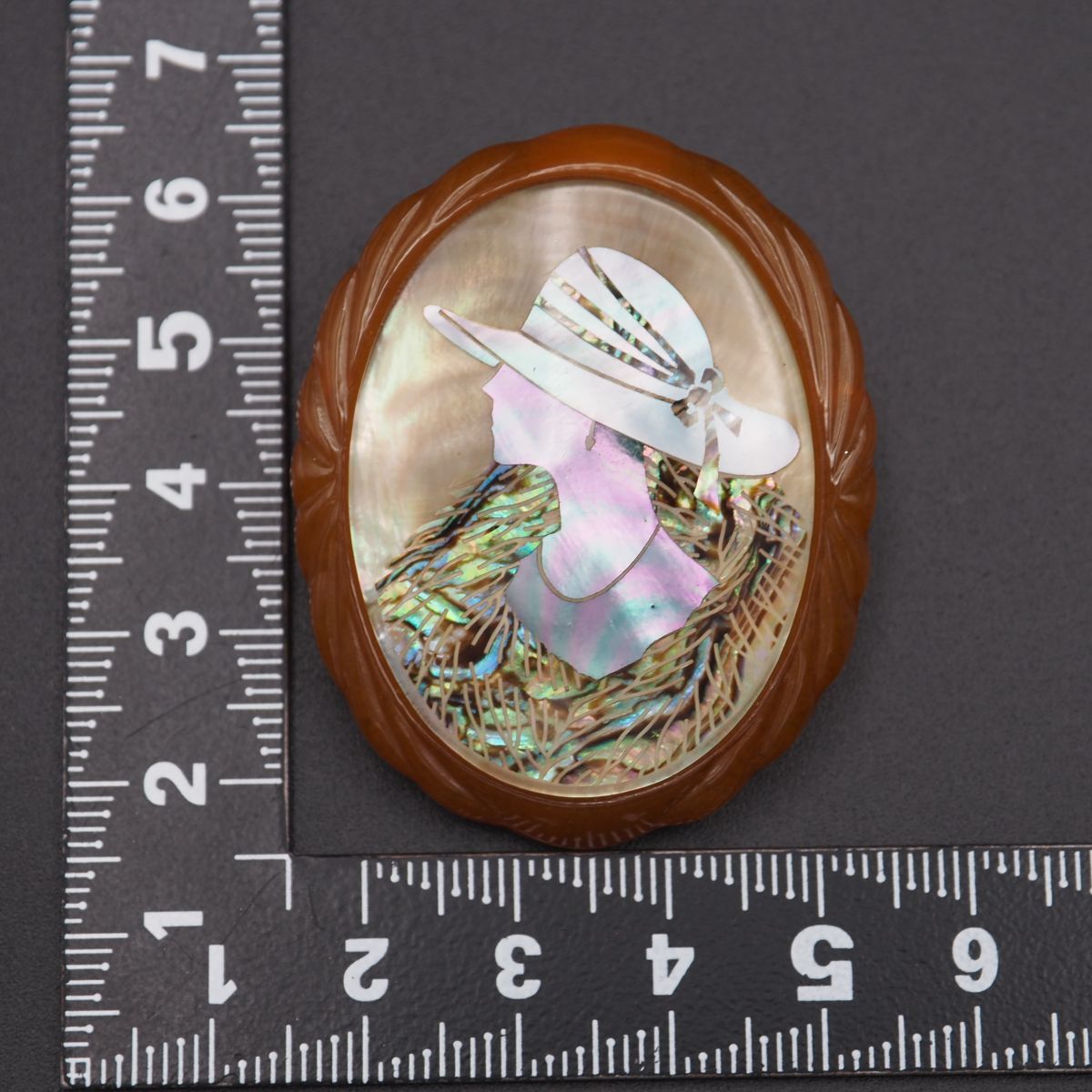  L 094 鼈甲 べっ甲 螺鈿 ブローチ 女性横顔 デザイン ブローチ コサージュ アクセサリー