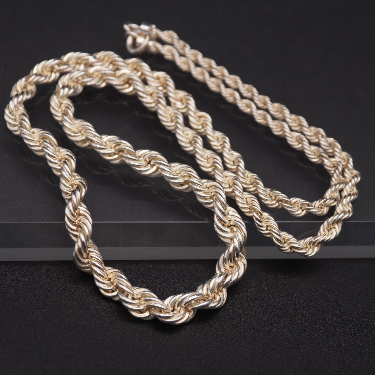 J759 ヴィンテージ 925刻印 ネックレス スクリュー ロープチェーン