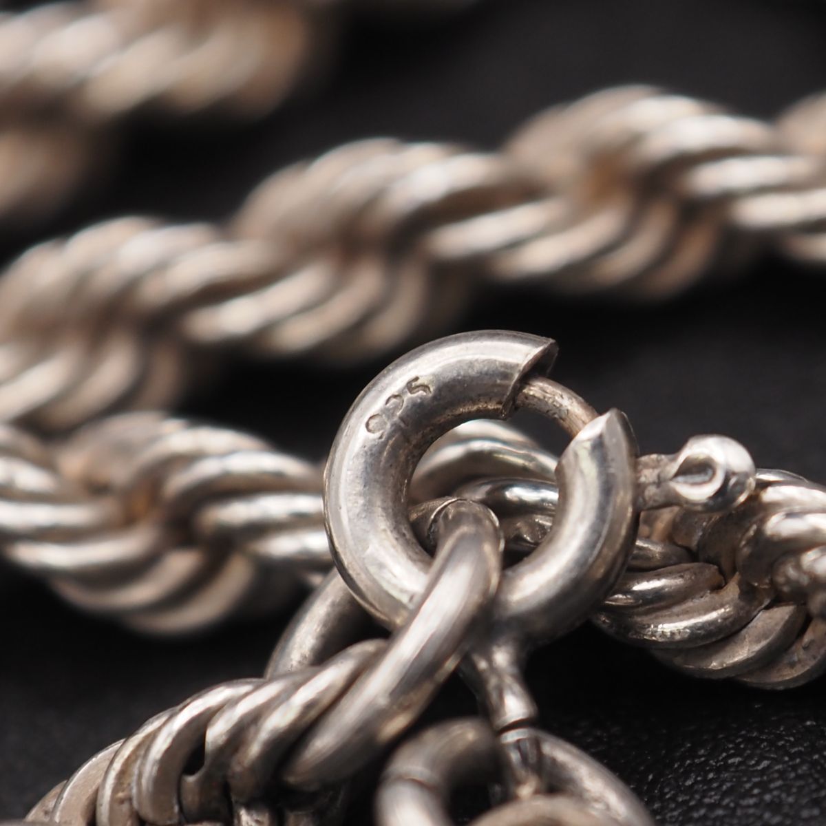 J803 ヴィンテージ 925刻印 ネックレス スクリュー ロープチェーン