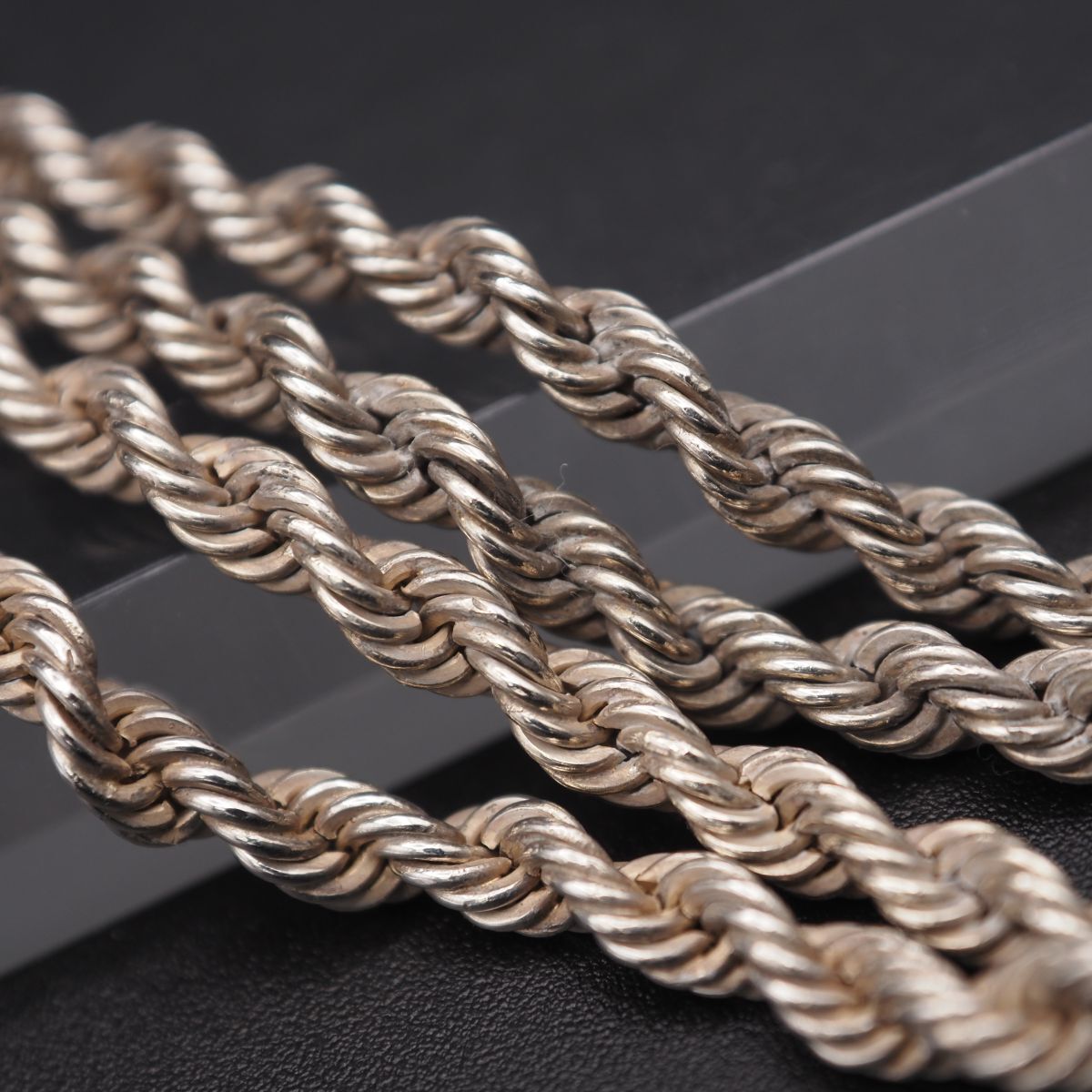 J803 ヴィンテージ 925刻印 ネックレス スクリュー ロープチェーン