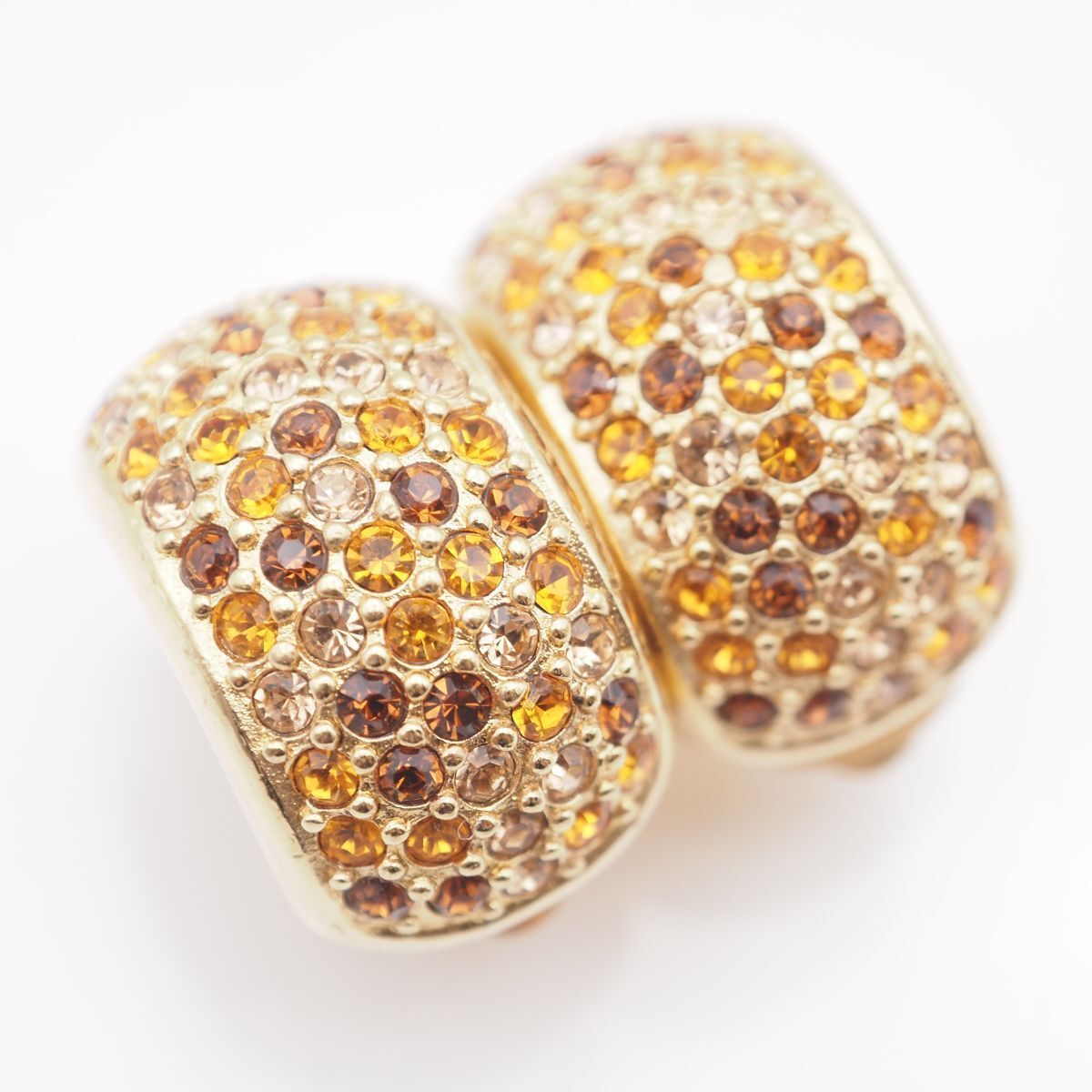 J 982 Grosse グロッセ イヤリング オレンジ系 ストーン ゴールド デザイン コスチュームジュエリー