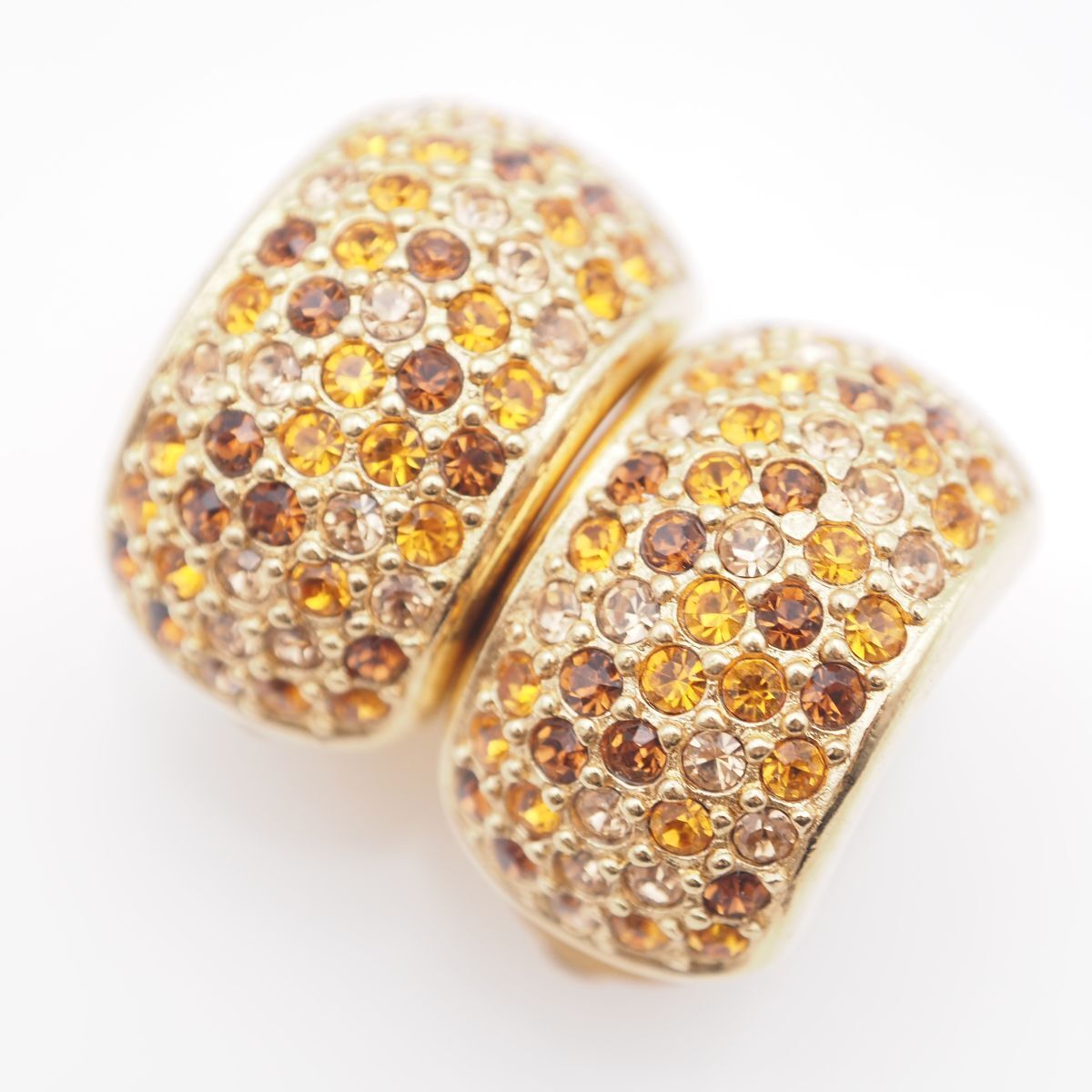 J 982 Grosse グロッセ イヤリング オレンジ系 ストーン ゴールド デザイン コスチュームジュエリー