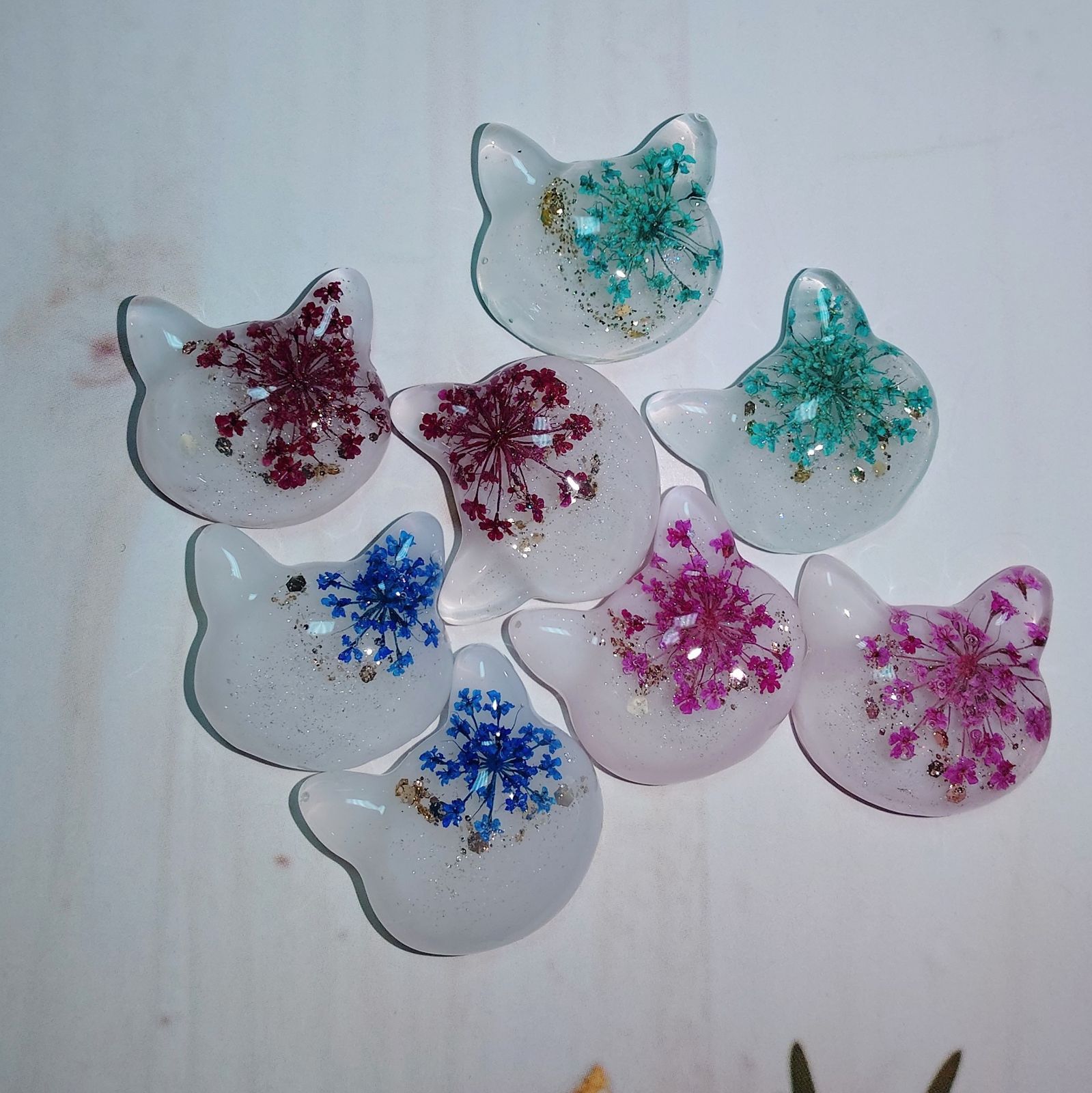 レジン カボション ドライフラワー ハンドメイド 猫ちゃん オリジナル