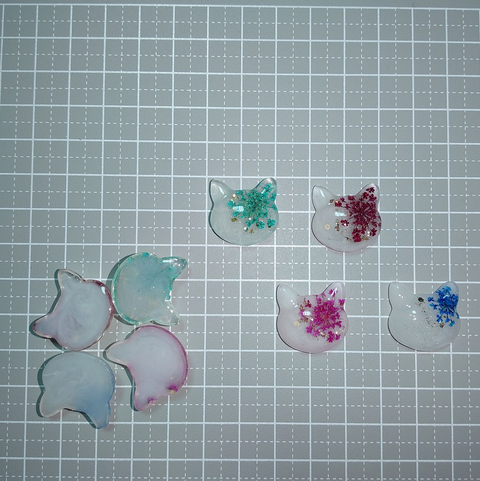 レジン カボション ドライフラワー ハンドメイド 猫ちゃん オリジナル