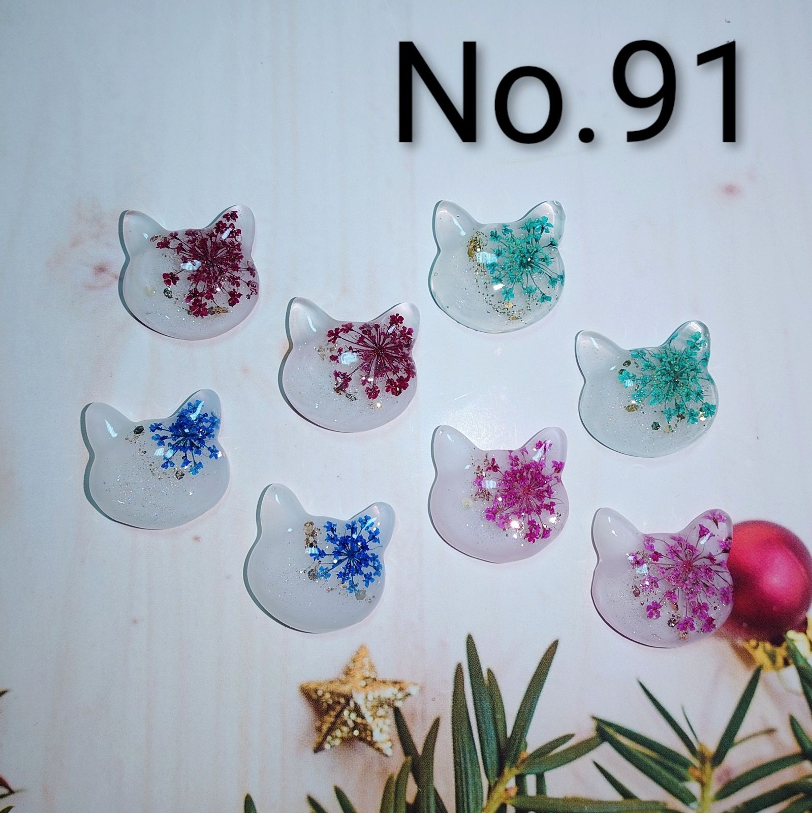 レジン カボション ドライフラワー ハンドメイド 猫ちゃん オリジナル