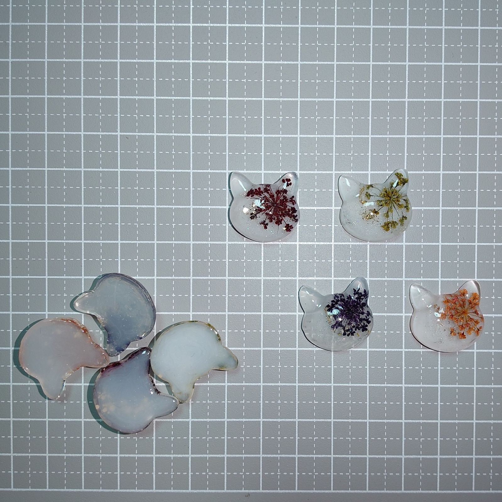 レジン カボション ハンドメイド ドライフラワー 猫ちゃん オリジナル