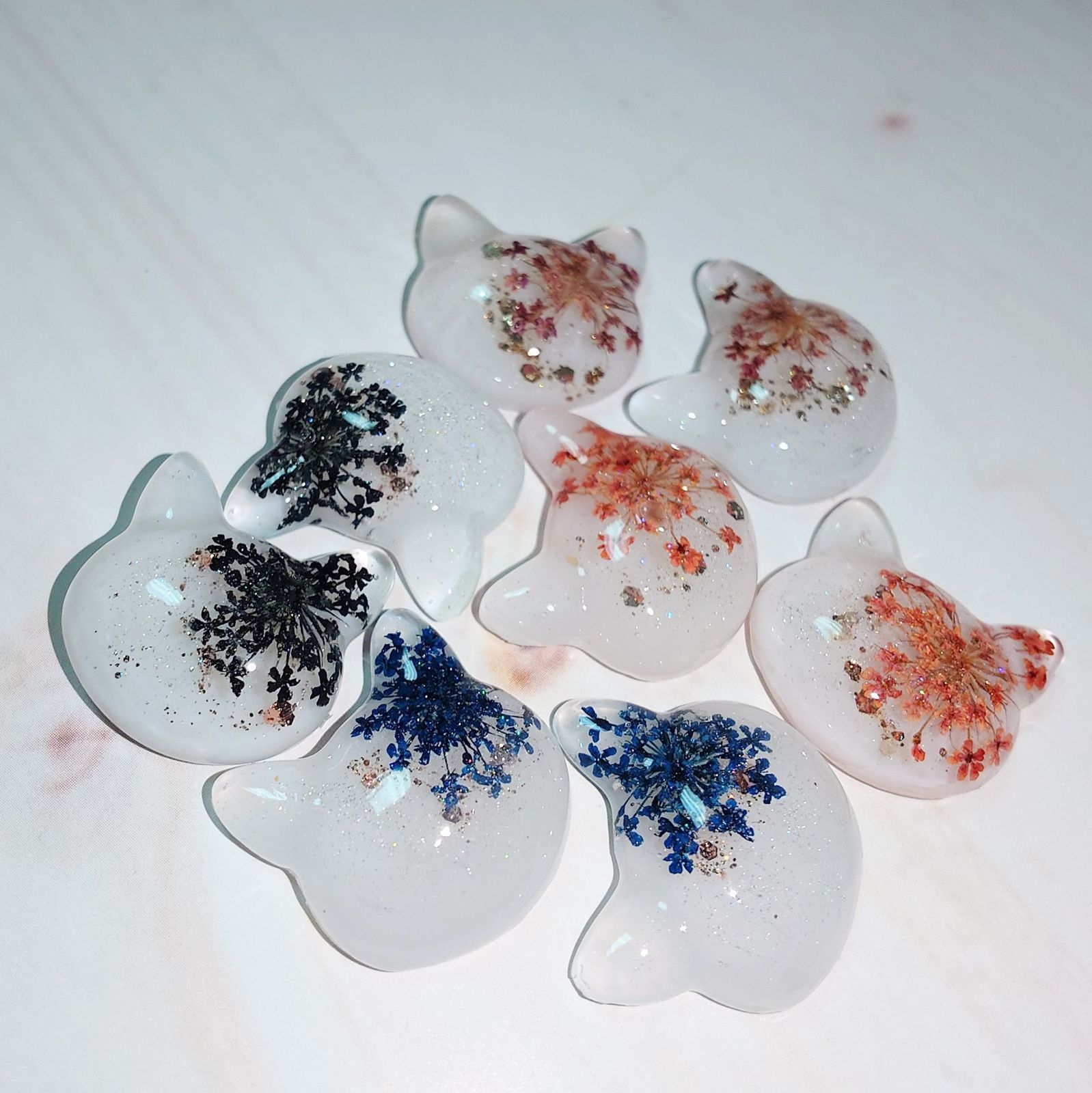 レジン カボション ハンドメイド ドライフラワー 猫ちゃん オリジナル