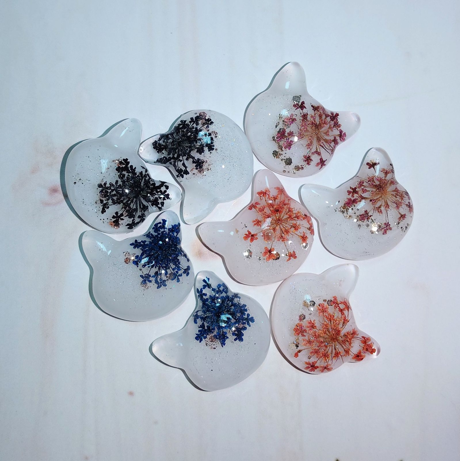 レジン カボション ハンドメイド ドライフラワー 猫ちゃん オリジナル