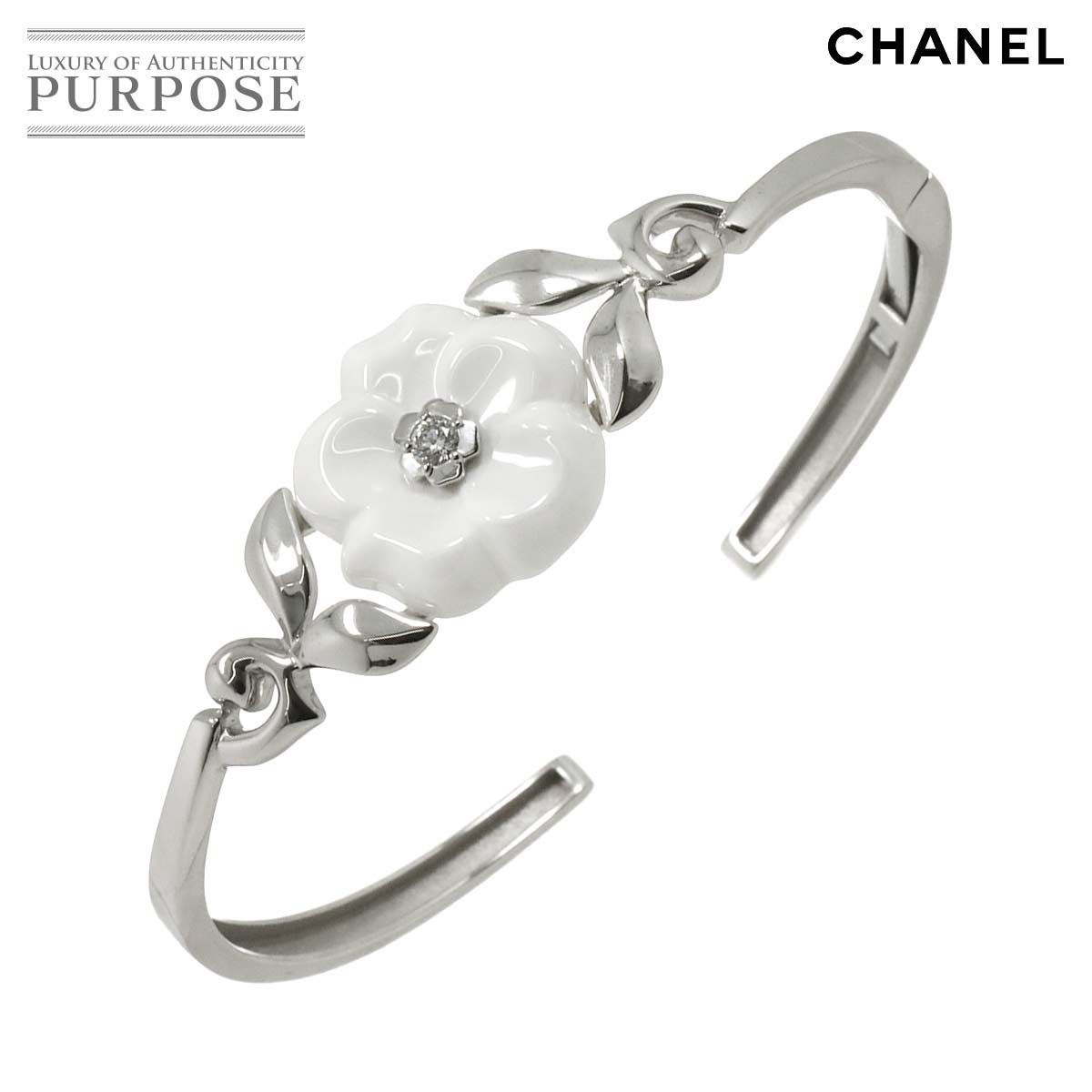 シャネル CHANEL カメリア ダイヤ ブレスレット 15cm K18 WG ホワイト