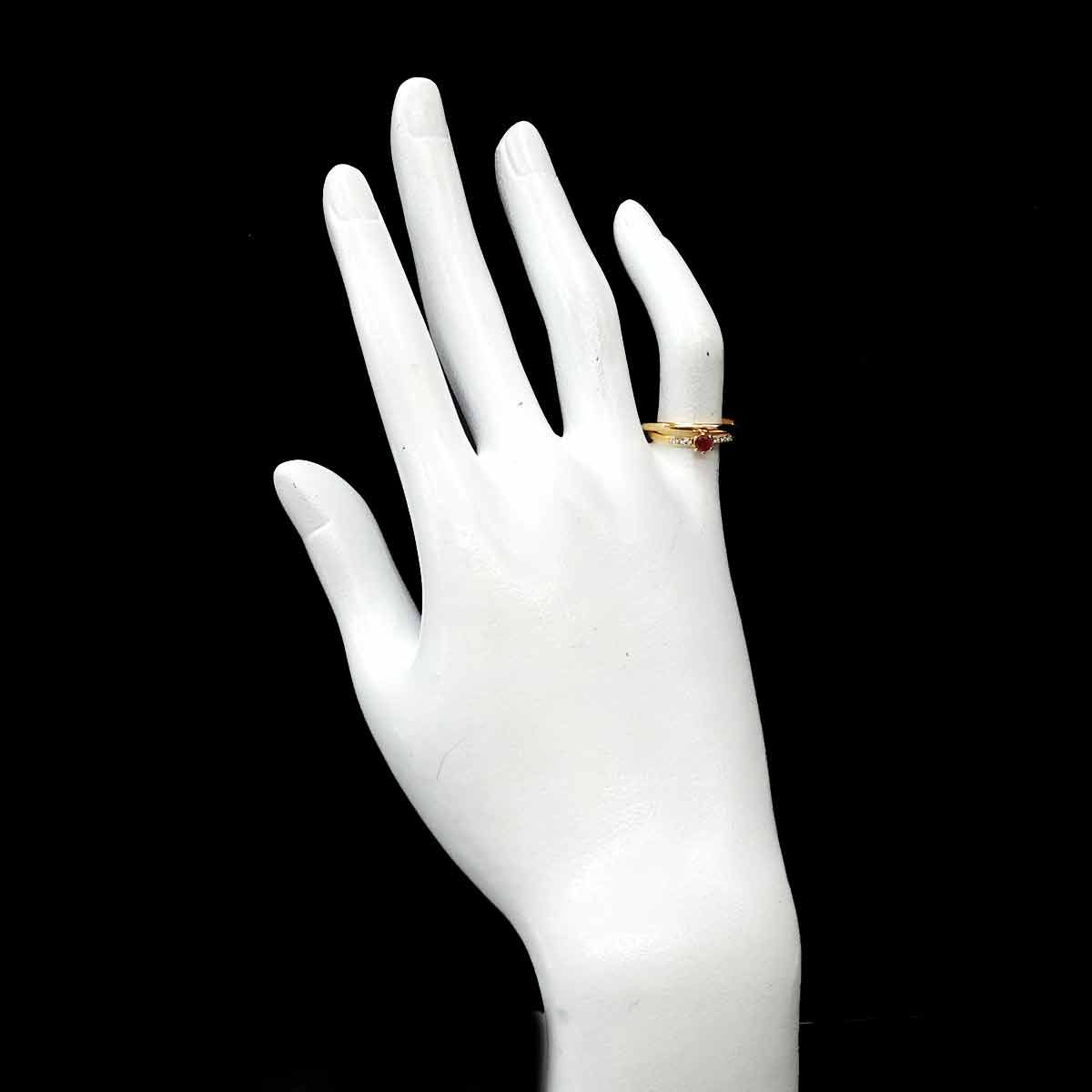 タサキ TASAKI 7号 リング ルビー 0.17ct ダイヤ 0.04ct K18 YG