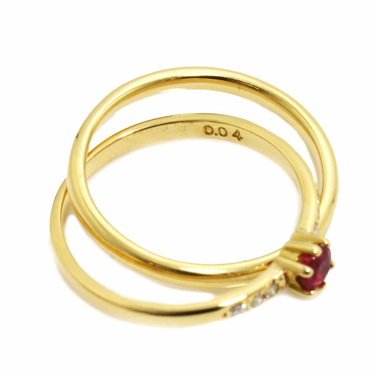 タサキ TASAKI 7号 リング ルビー 0.17ct ダイヤ 0.04ct K18 YG
