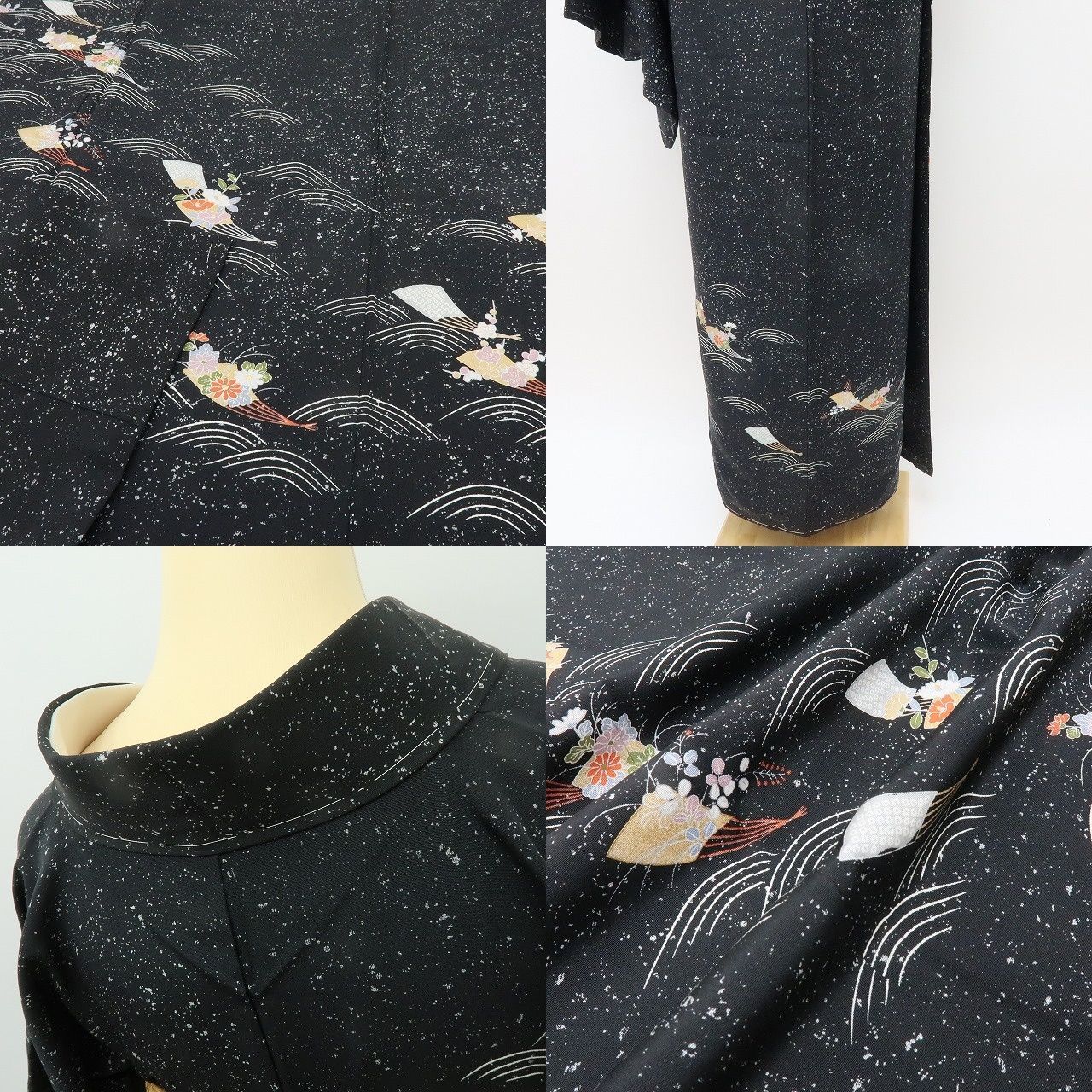 新品 正絹 仕付け糸付 菊 梅 扇 椿 楓 訪問着 着物 A4164 - メルカリ