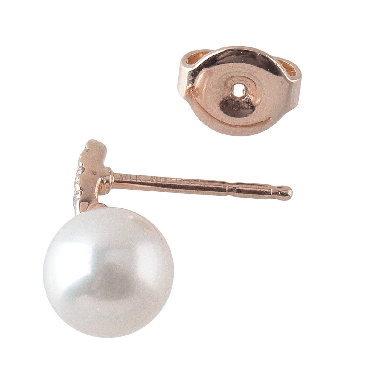 ミキモト パール ダイヤ ピアス 片方 PE-1752PK型 アコヤパール7.2mm