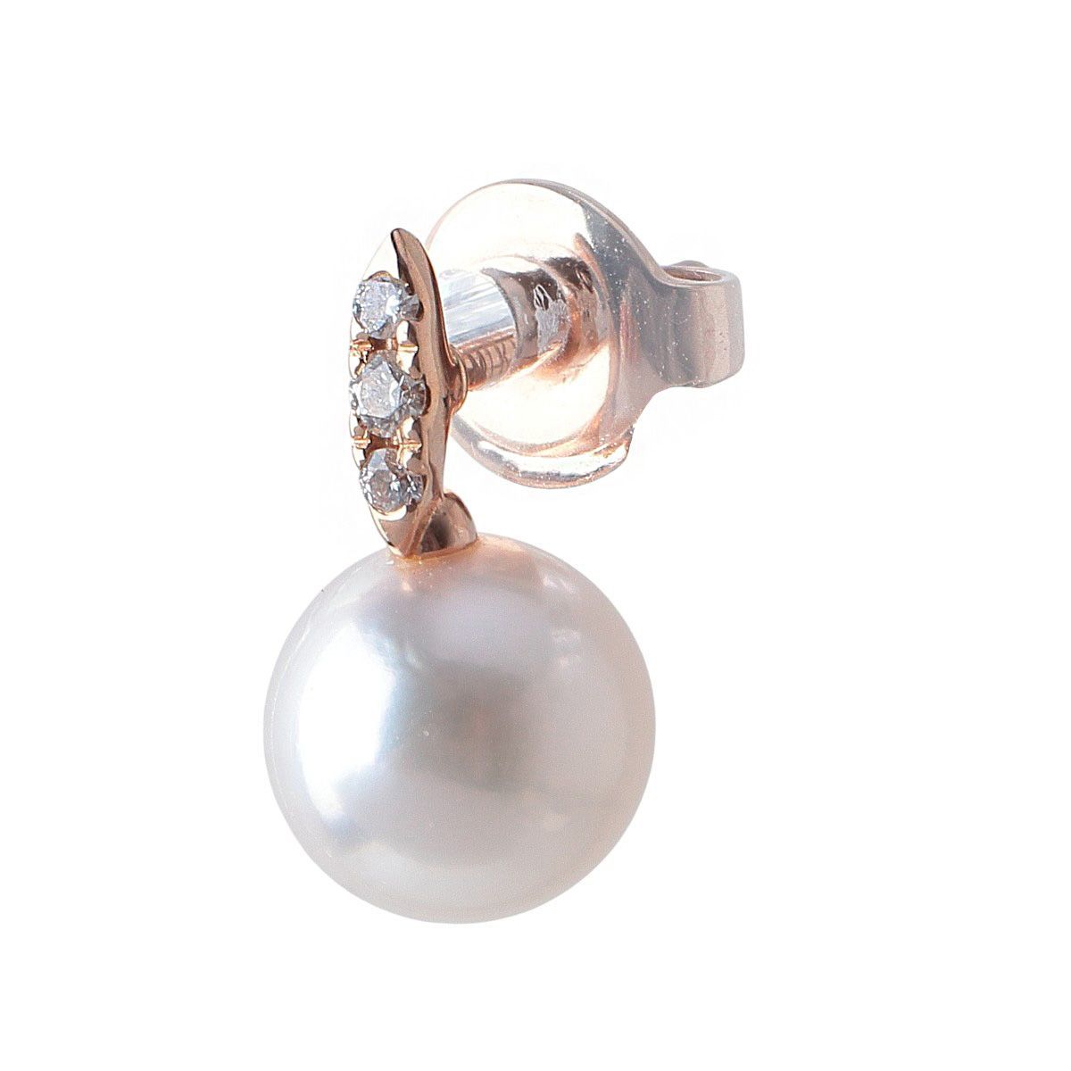 ミキモト パール ダイヤ ピアス 片方 PE-1752PK型 アコヤパール7.2mm