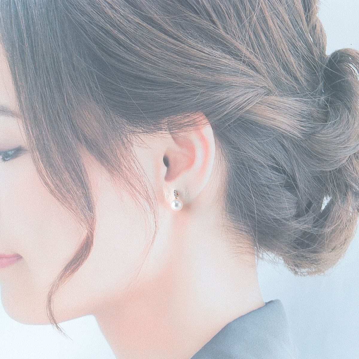 ミキモト パール ダイヤ ピアス 片方 PE-1752PK型 アコヤパール7.2mm