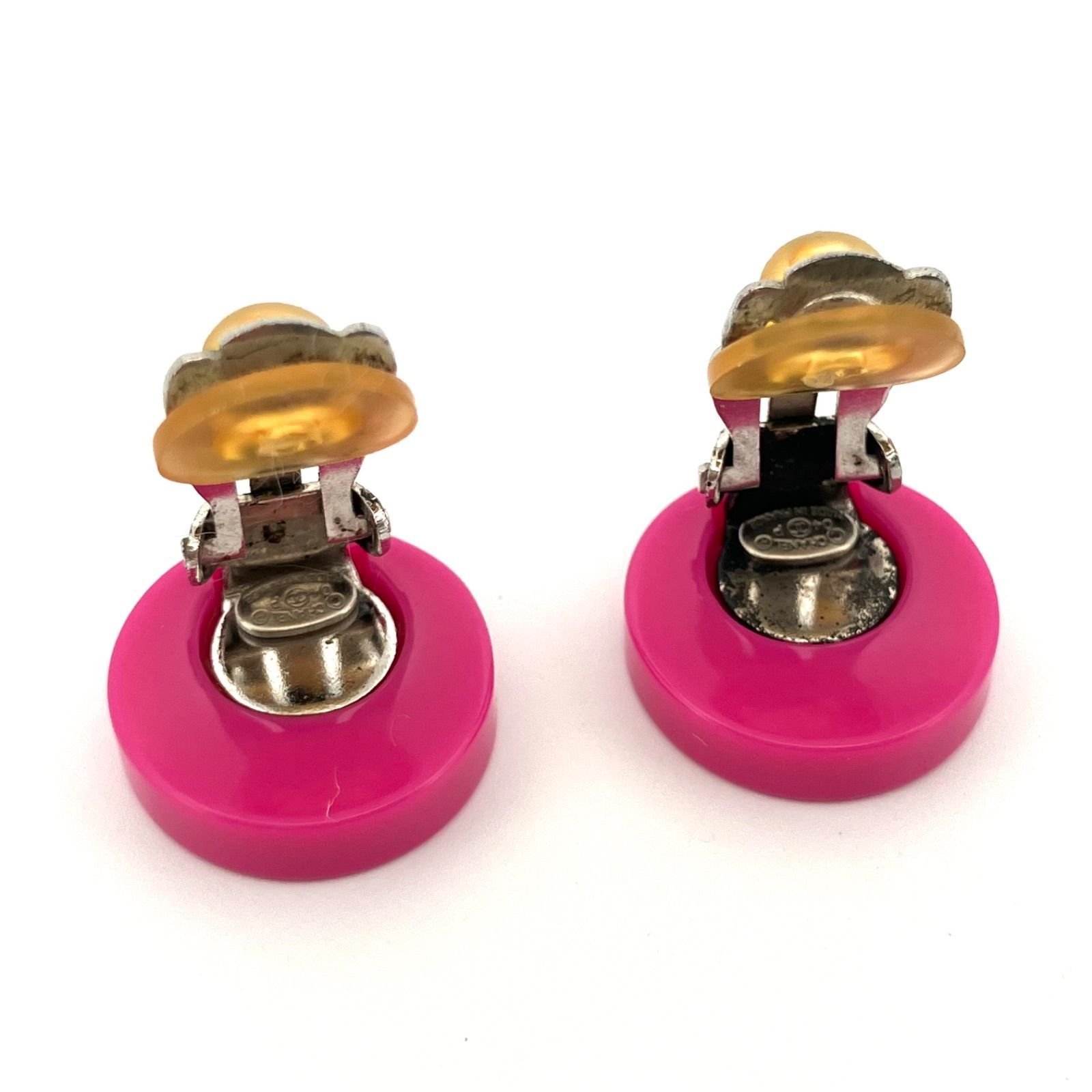 CHANEL ココマーク フラワー ボタン イヤリング 04P ピンク 花柄 鑑定