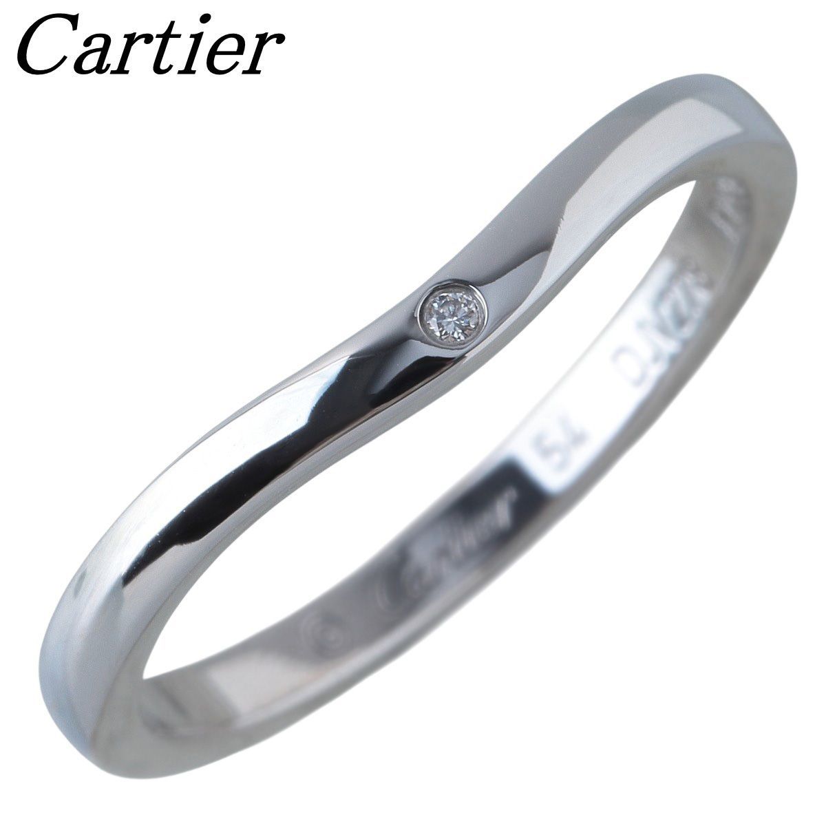 カルティエ ダイヤ リング バレリーナ ウェディング カーブ 3PD #54 幅