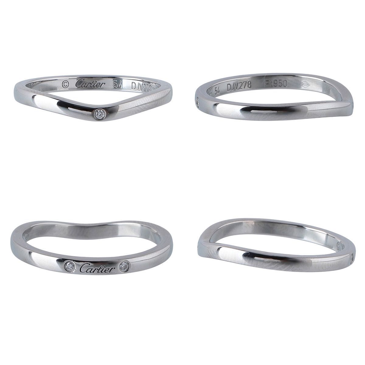 カルティエ ダイヤ リング バレリーナ ウェディング カーブ 3PD #54 幅