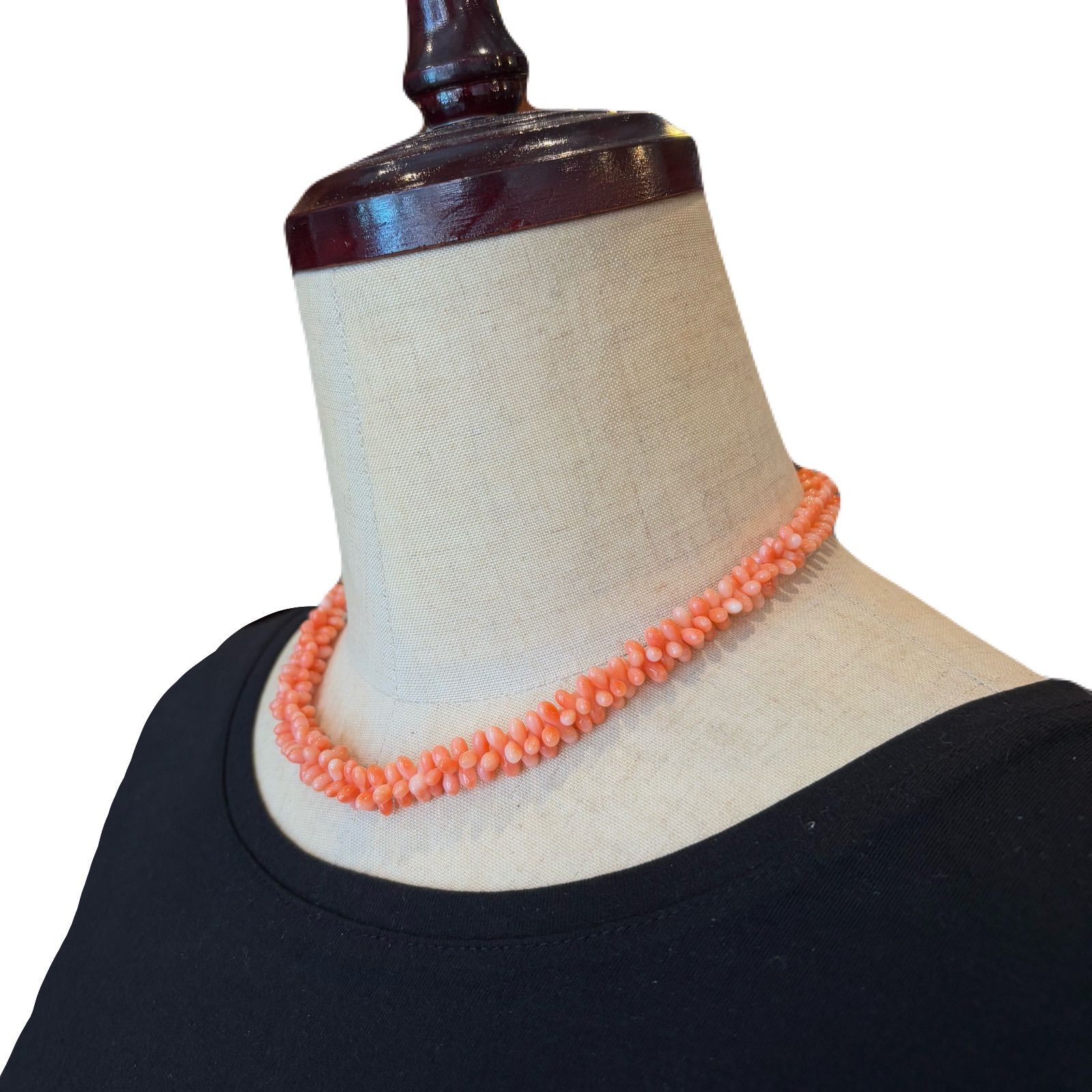 天然珊瑚オレンジビーズ ネックレス 約45cm シルバー 天然珊瑚オレンジ